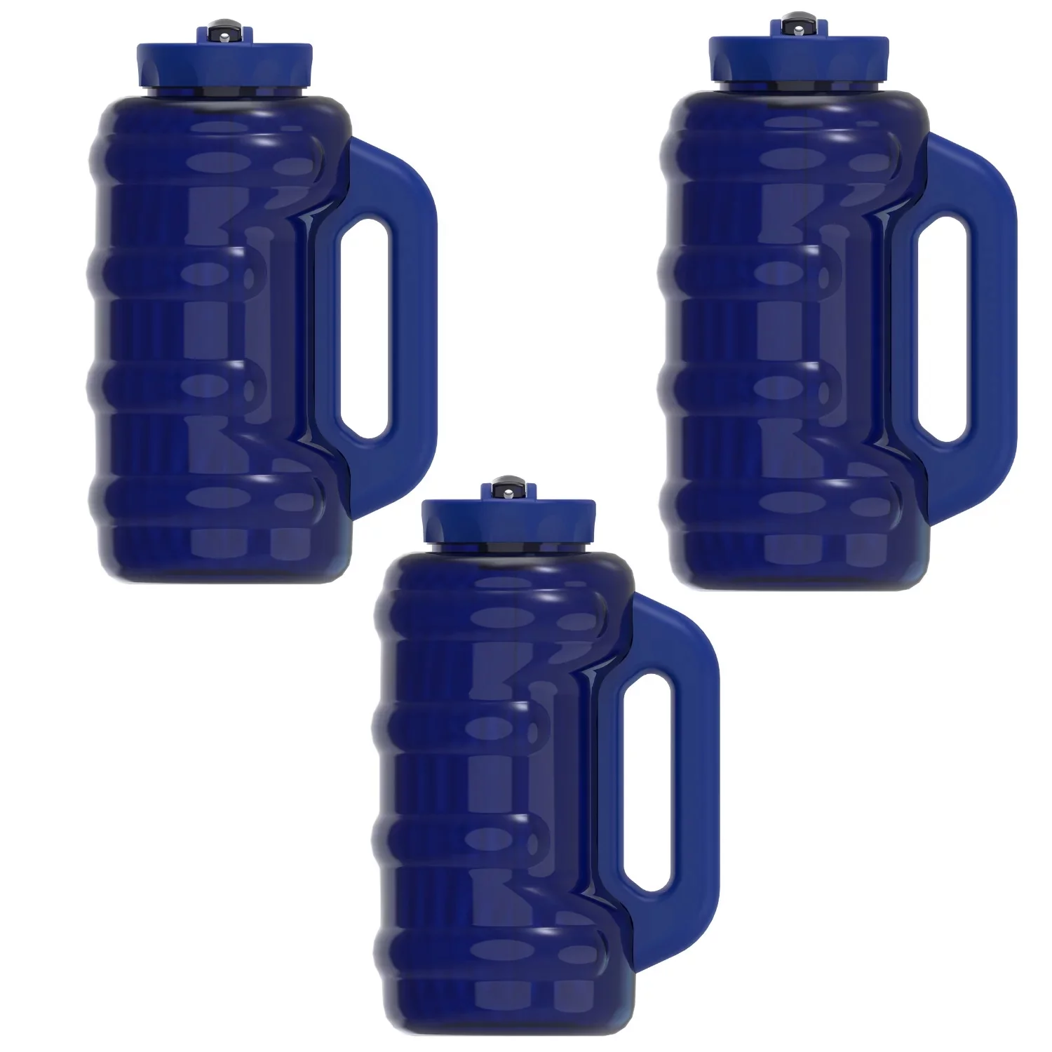 Cool Gear 3-Pack BEAST 64 oz Jug with Handle | Large Capacity Water bottle for Athletes, Fitness, Gym, & Outdoor Sports | Wide mouth, Leak proof - Blueberry Pack