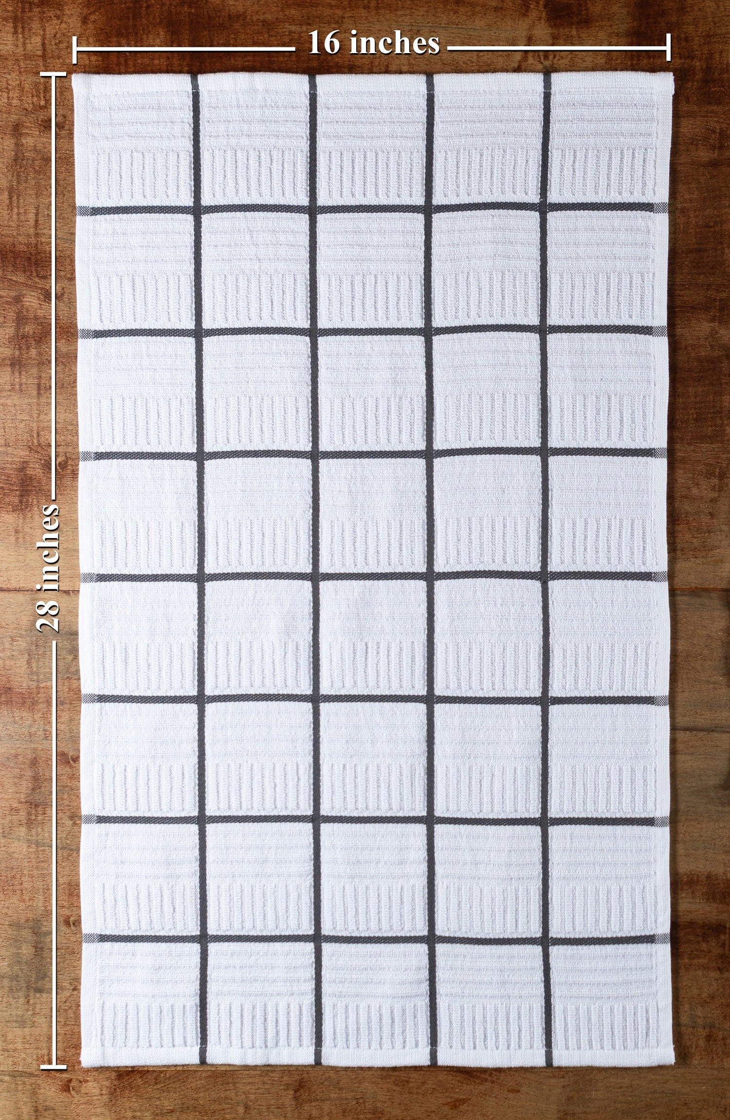 Sticky Toffee Kitchen Towels Dish Towels 100% Cotton, Set of 4, Gray and White Hand Towels, Tea Towels, Reusable Absorbent Cleaning Cloths, 28 in x 16 in