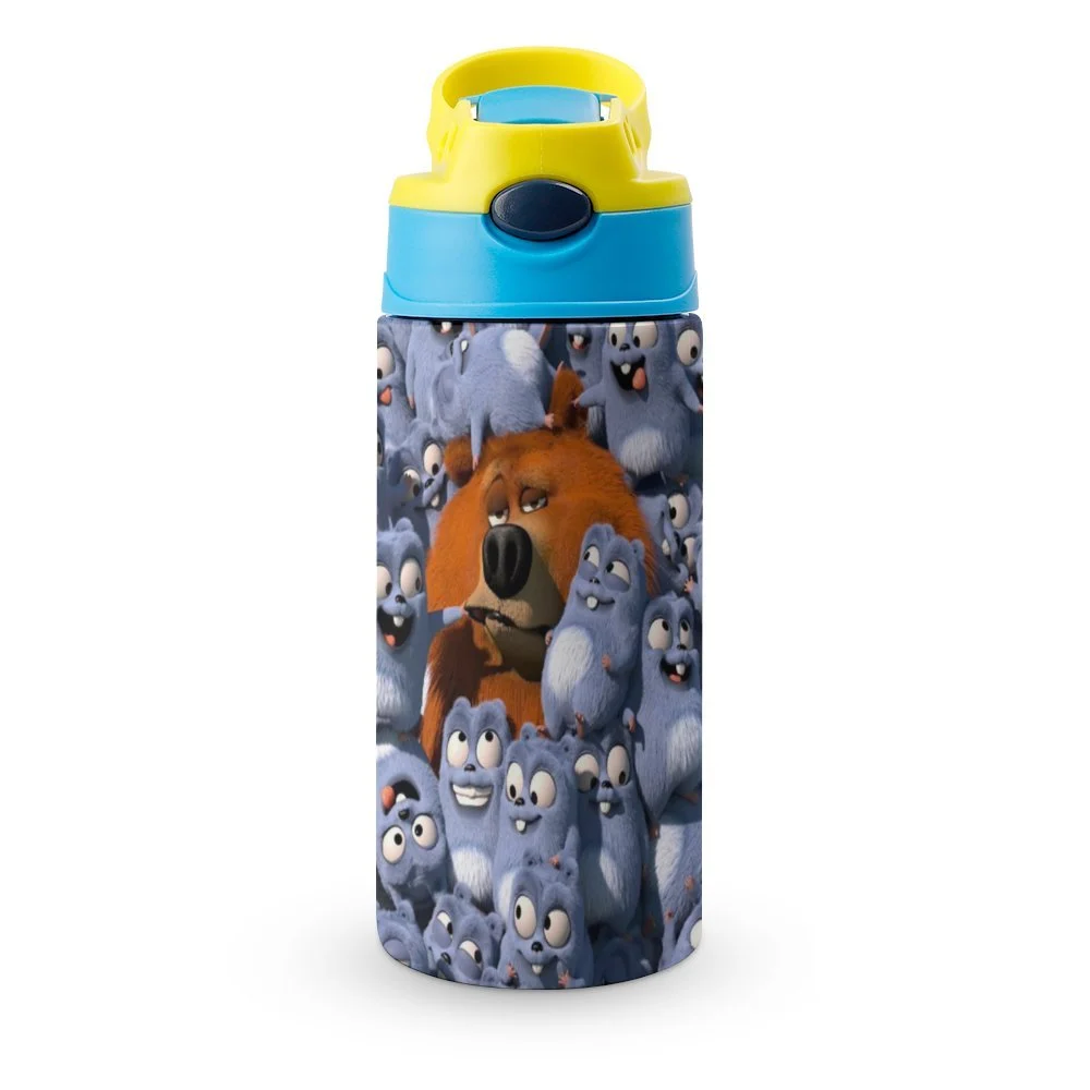 Grizzy And The Lemmings Children's Water Bottle Vacuum Insulated Stainless Steel Cup With Straw Toddler Thermoses