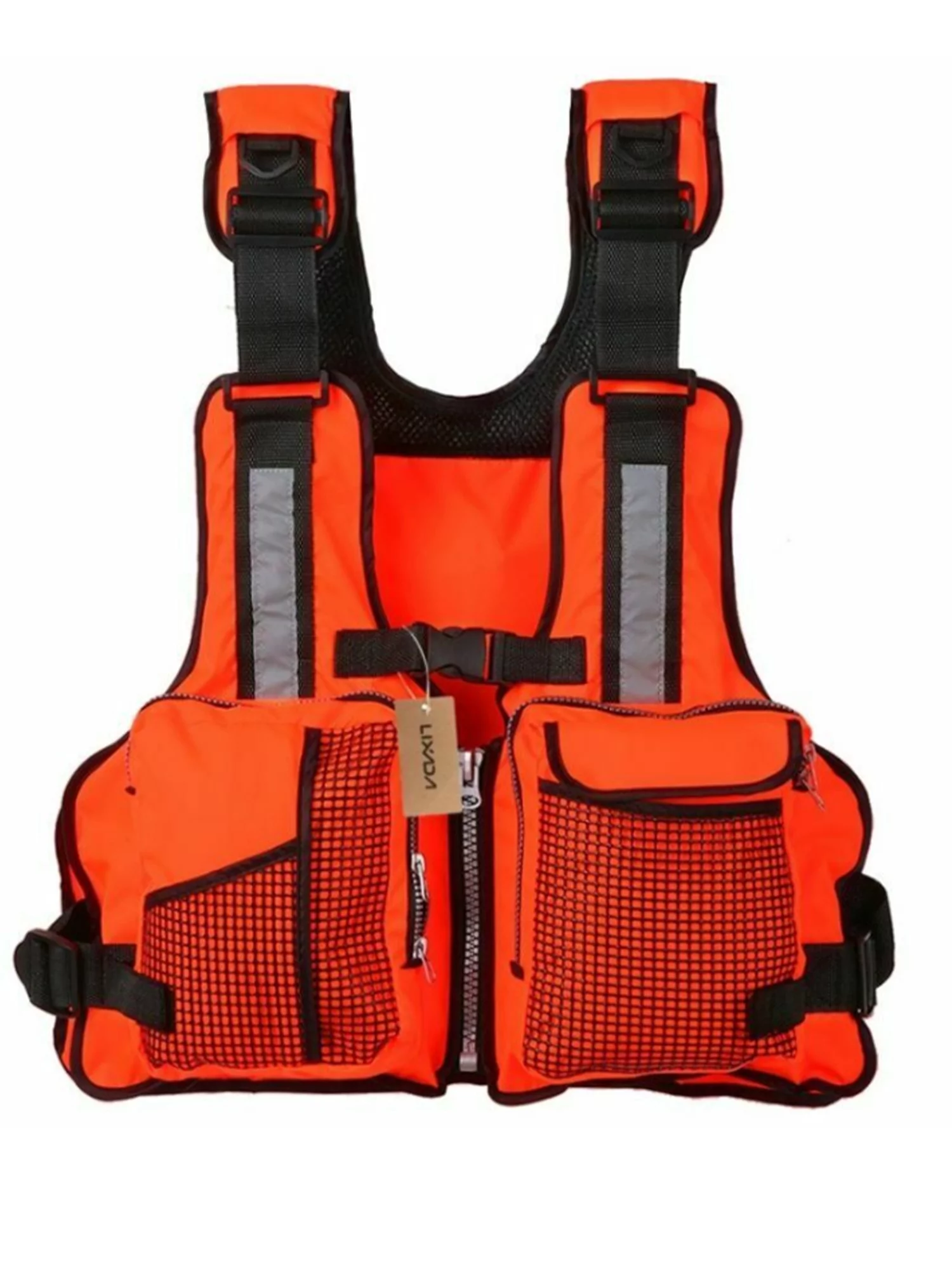 CenturyX  Adult Rescue Jacket Adjustable Waterproof Life Vest for Sailing Fishing Boating Watersport Orange Orange 49cm*58cm