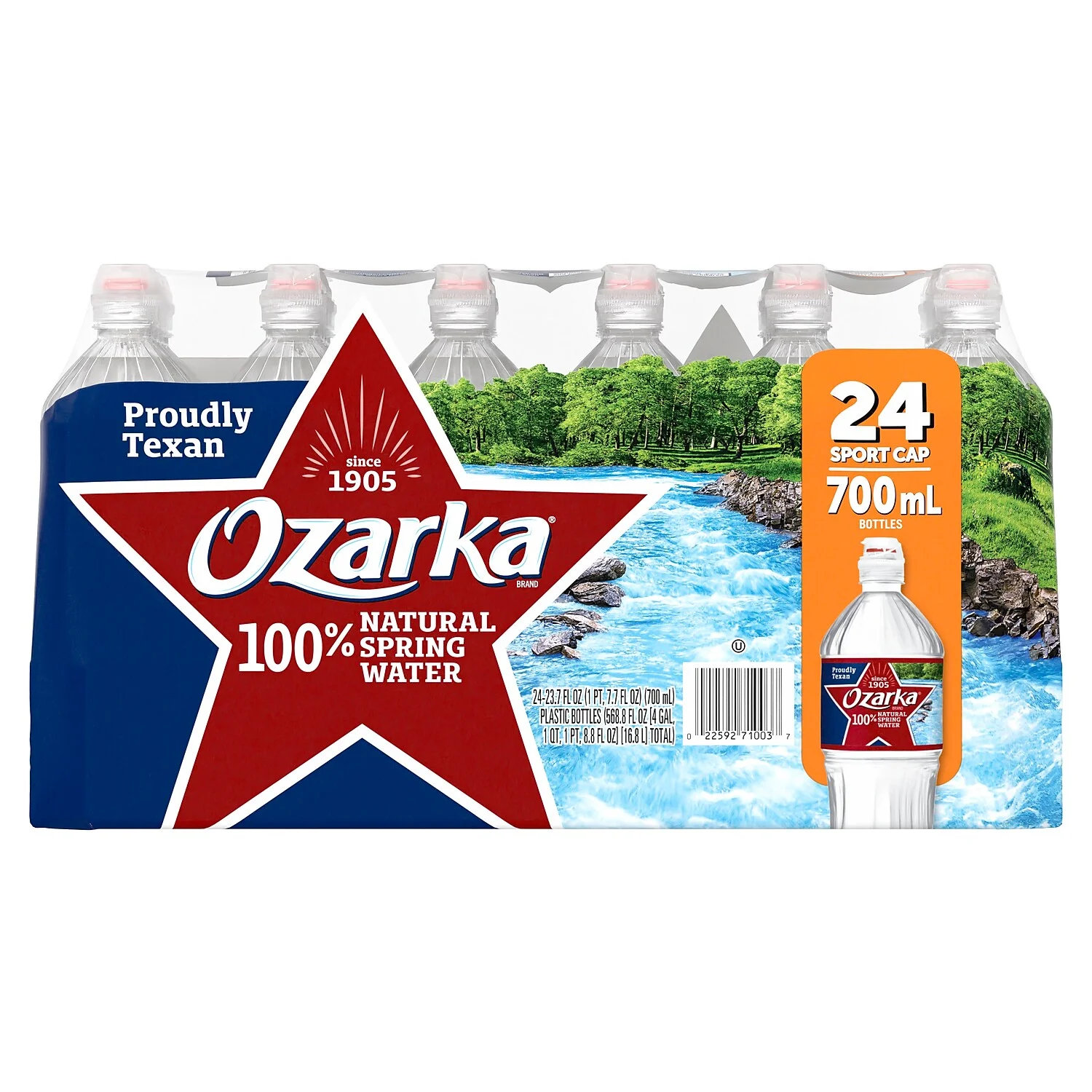Ozarka 100% Natural Spring Water 23.7 Ounce Bottle (Pack of 24)