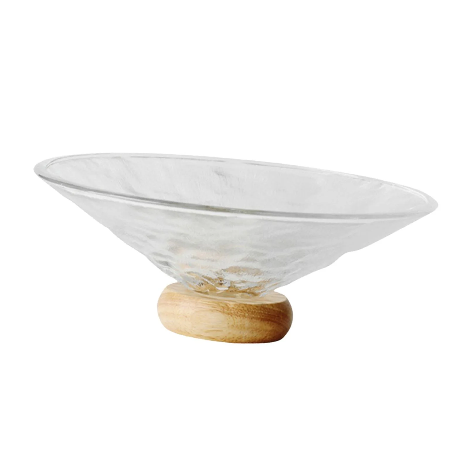 perfk Decorative Pedestal Bowl Kitchen Countertop with Wood Base Fruit Dish Holder water
