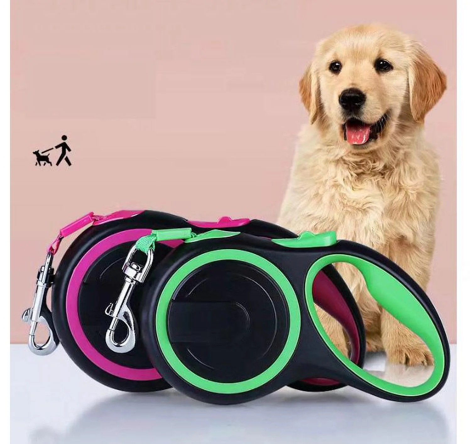 Gespout Pet Automatic Retractable Leash, Retractable Dog Leash, Pet Travel Leash Pink L