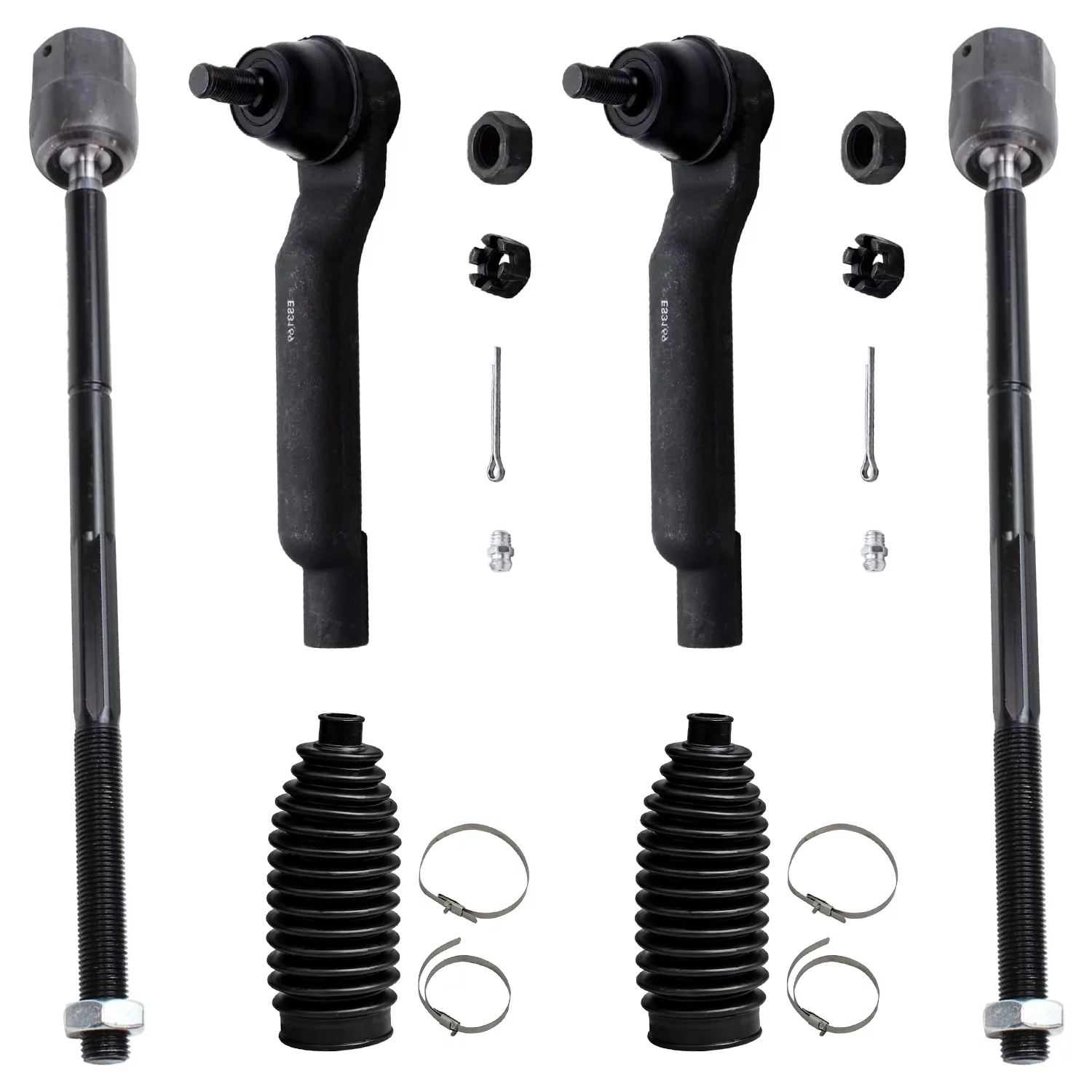 Detroit Axle - New 6-Piece Front Suspension Kit - Inner and Outer Tie Rod End Links Tie Rod Rack Boots
