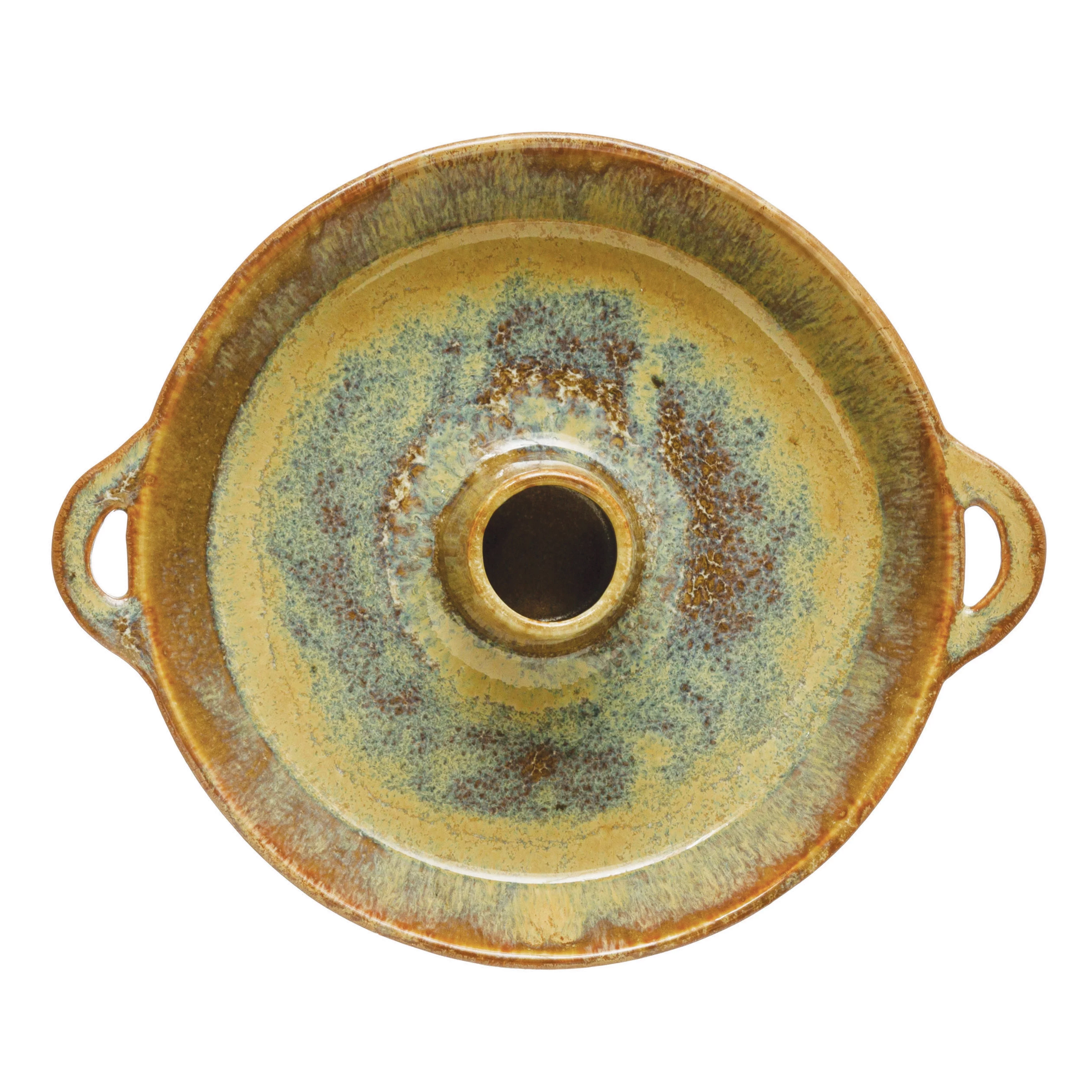 Creative Co-Op Stoneware Dish with Toothpick Holder, Reactive Glaze, Brown (Each One Will Vary)