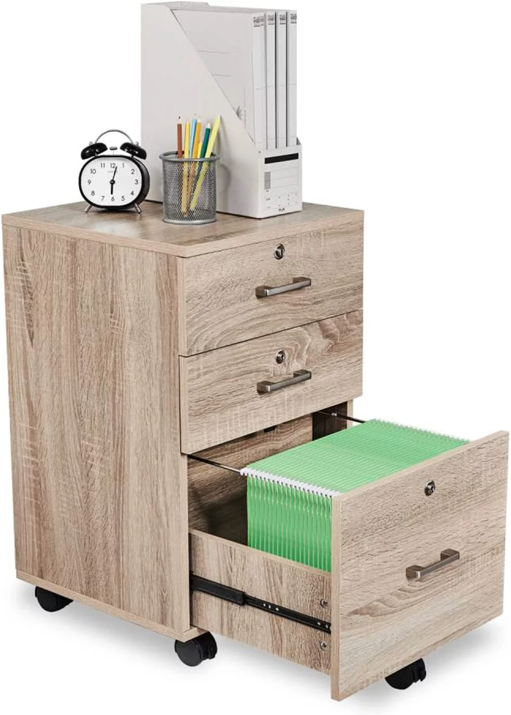 VINGLI 3 Drawer File Cabinet with Lock, Rolling File Cabinet Under Desk, 15.7” W x 15.7” D x 26” H