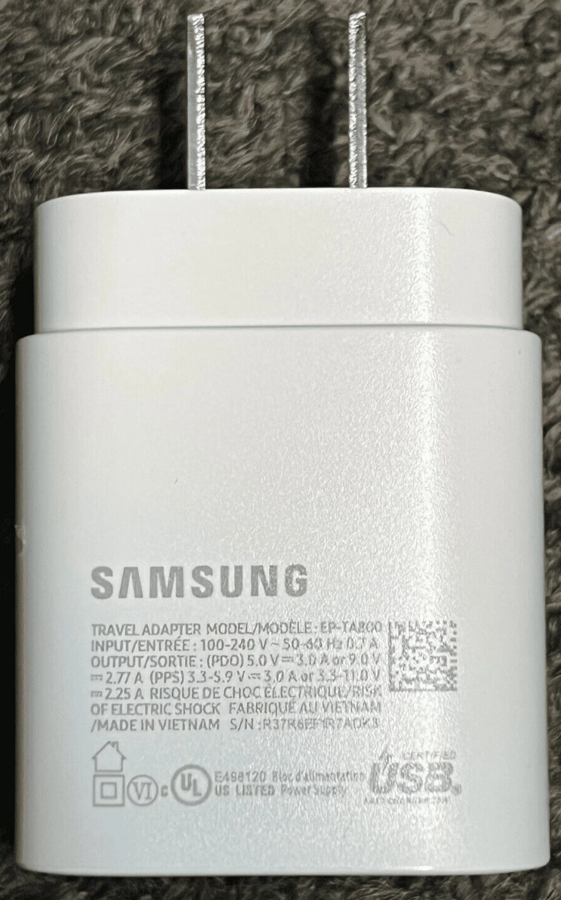OEM SAMSUNG 25W USB-C Super Fast Charging Wall Charger & Cable White EP-TA800