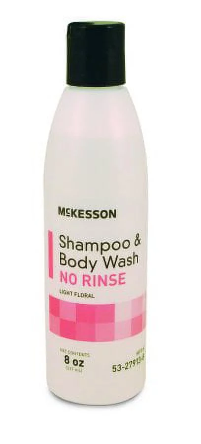 McKesson Rinse-Free Shampoo and Body Wash  8 oz. Squeeze Bottle, Light Floral Scent, 6 Pack