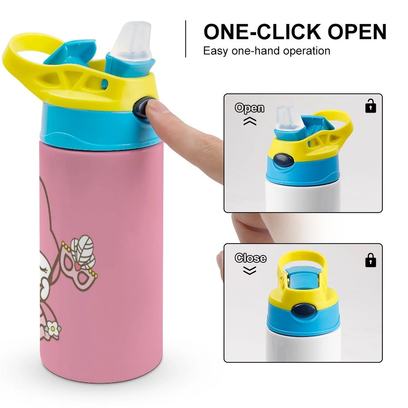 Smile My Melody Children's Water Bottle Vacuum Insulated Stainless Steel Cup With Straw Toddler Thermoses