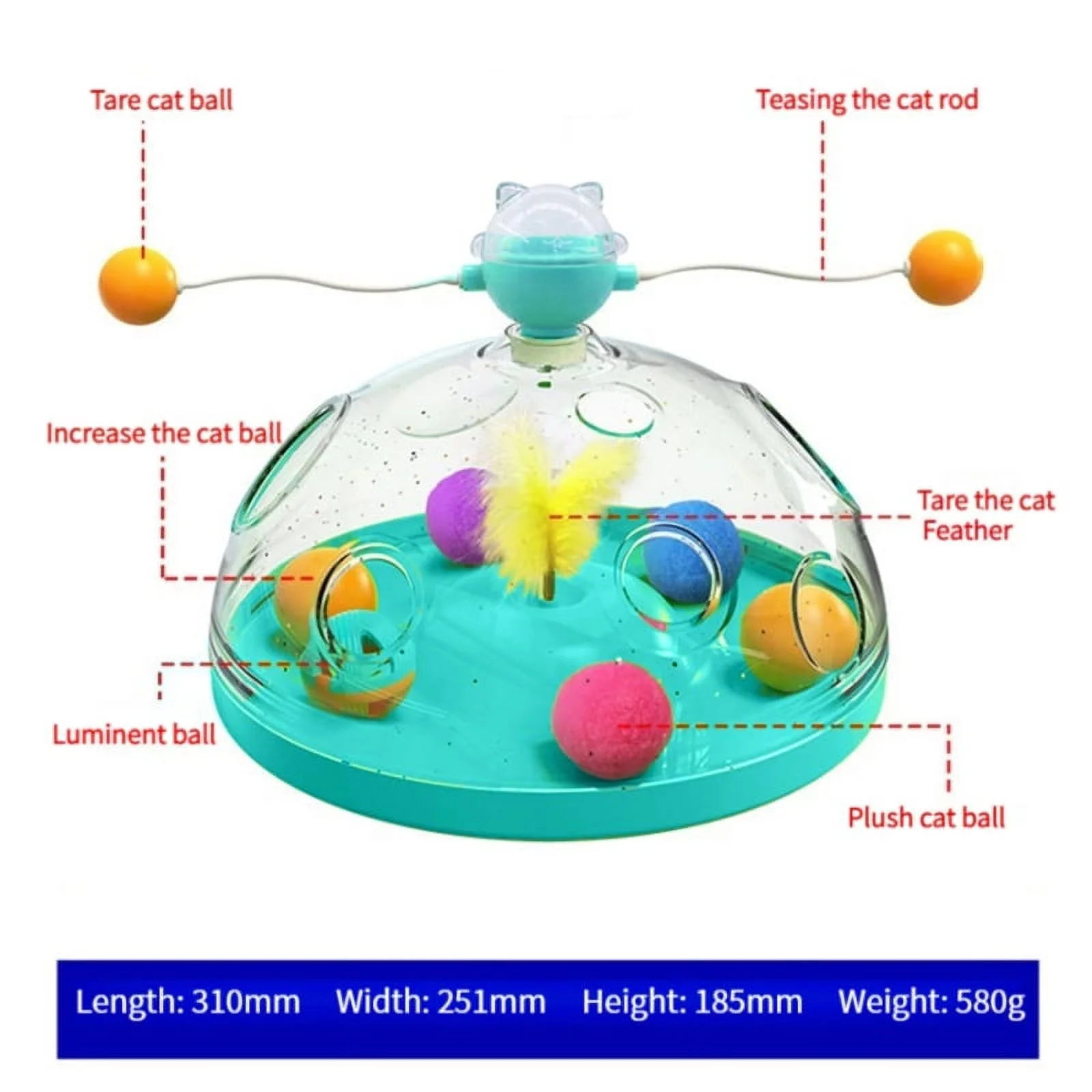 Fun and Interactive Multifunctional Cat Turntable Toy with Feathers and Fur Balls