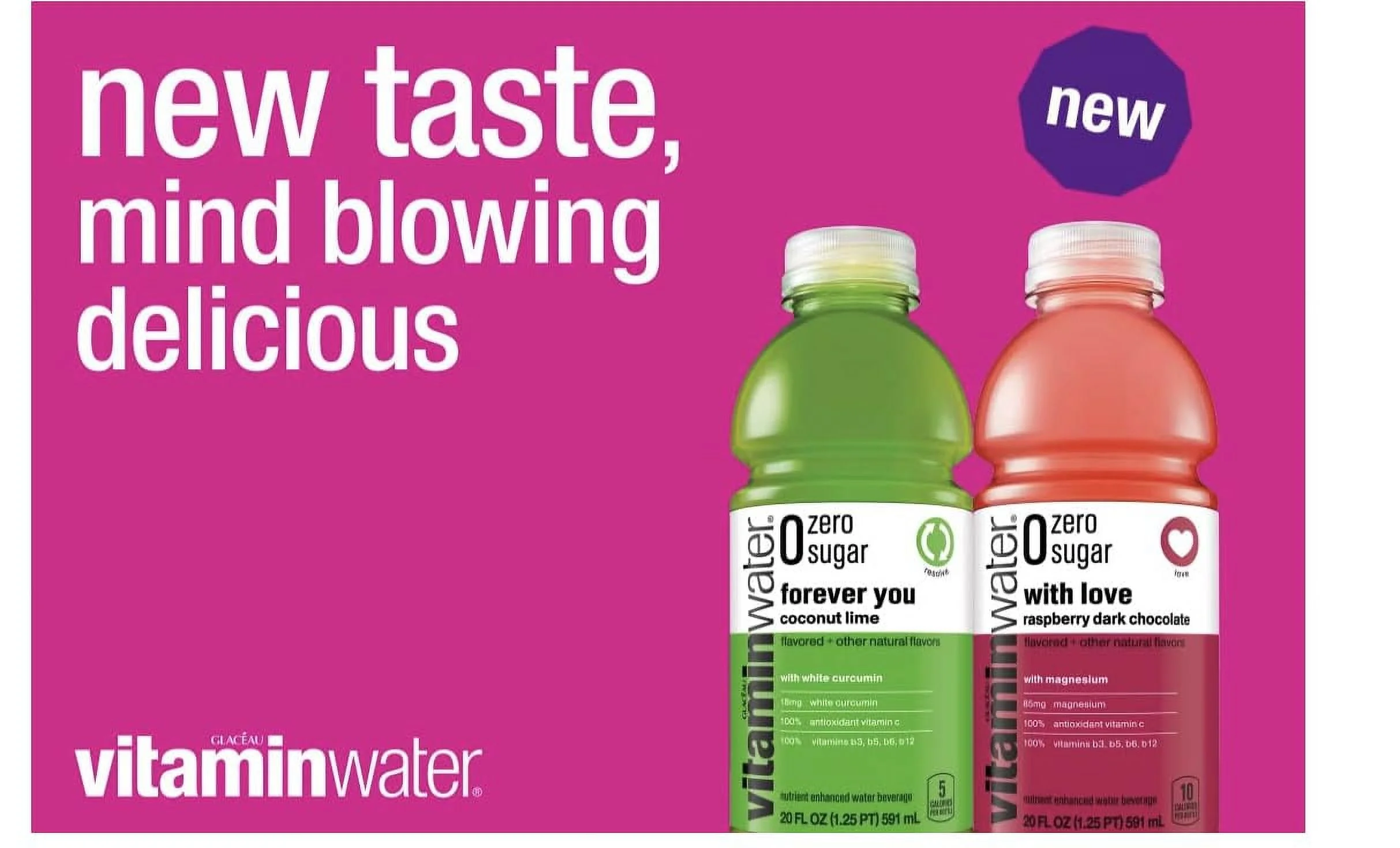 Vitaminwater ZERO Sugar With Love, 20 Oz Bottles - 12 Pack