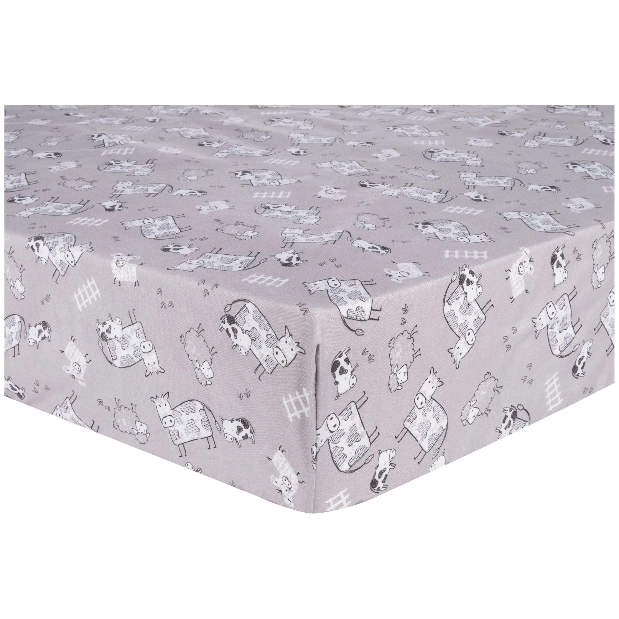 Sammy & Lou Unisex Purple Microfiber Fitted Sheets, Crib Bed, (2 Pieces ), Infant, Cow Character, 200 Thread Count