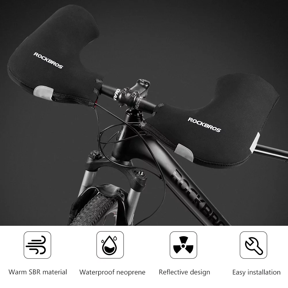 Tomfoto Winter  Handlebar Warm Gloves Windproof Bike Mittens Cold Weather Commuting Neoprene Handlebar Mittens Hand Warmers Water Resistant Bar Gloves