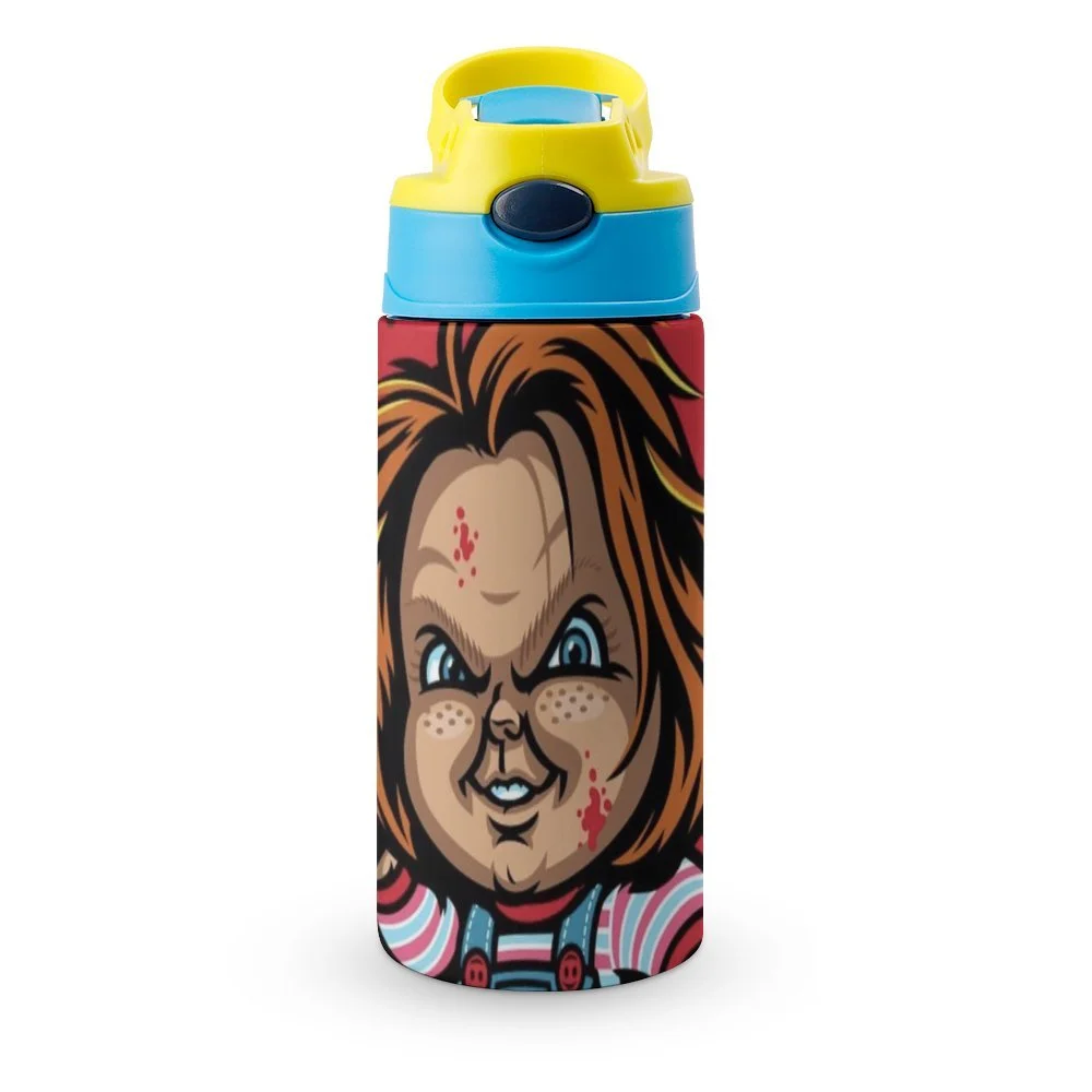 Chucky Movie Kid's Insulated Water Bottle With Straw Vacuum Stainless Steel Cup Leak-Proof Children Toddler Thermoses
