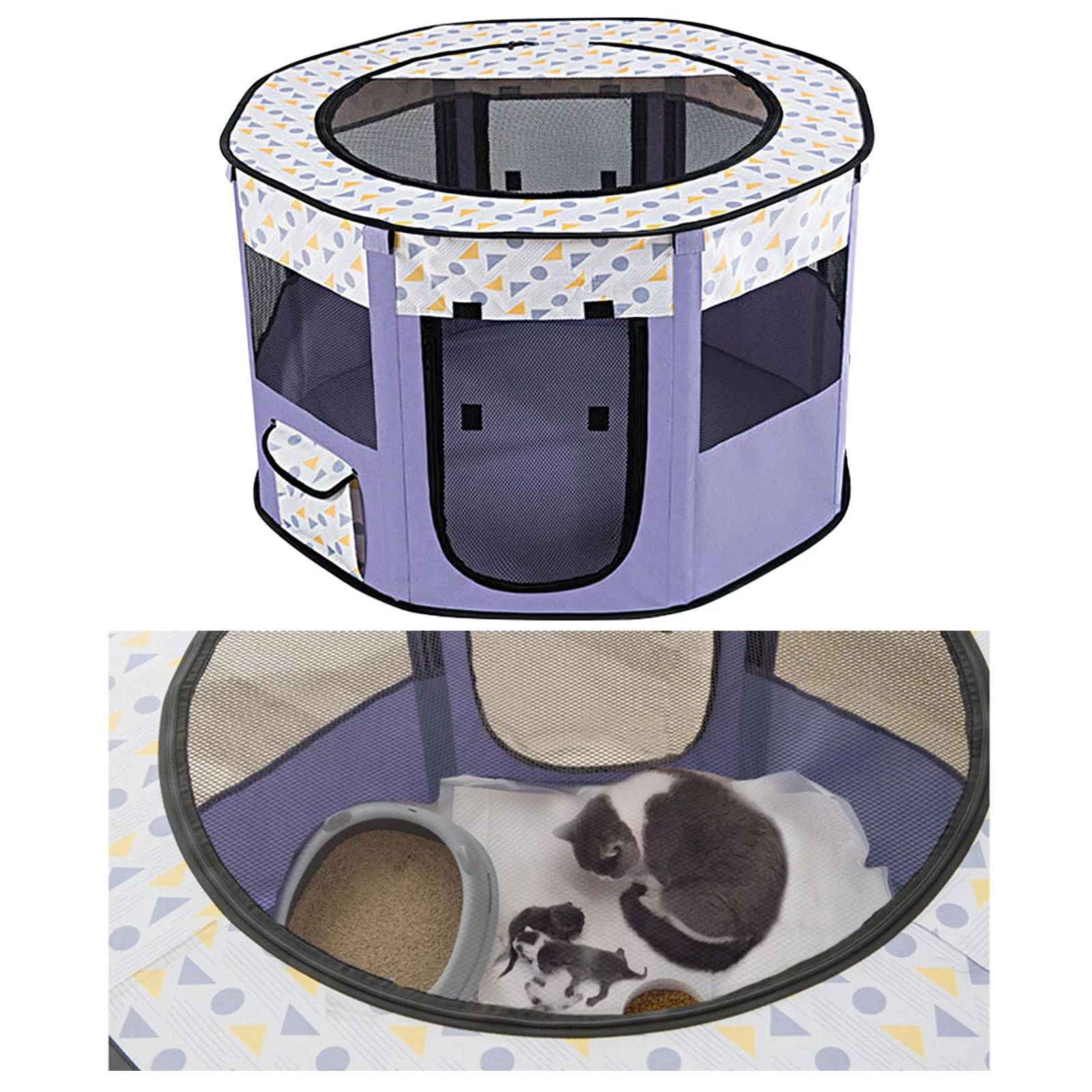 Portable Foldable Playpen indoor and outdoor Camping Play Exercise Small Dogs Kennel Mesh Cage Rabbit Tent House with Zipper Cover