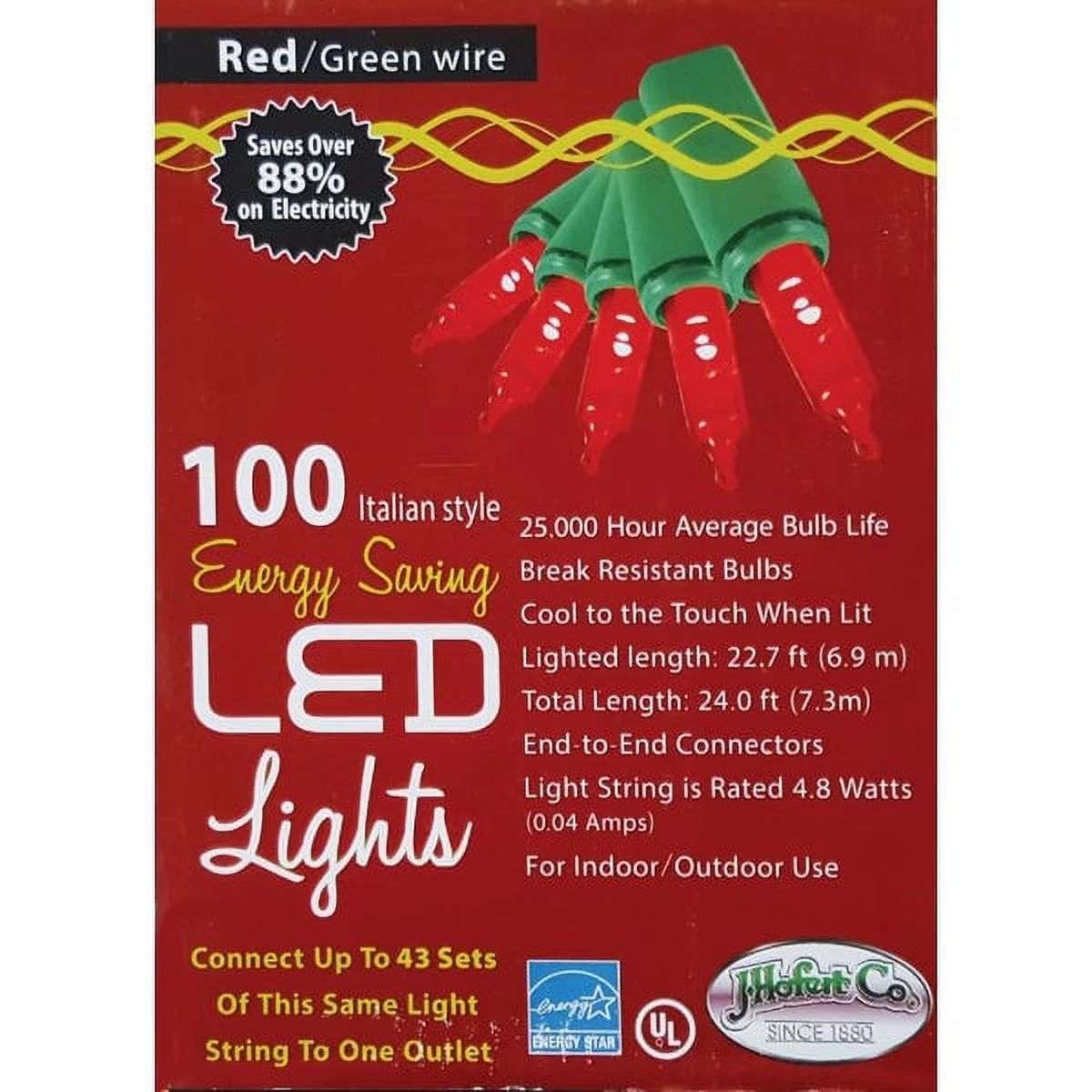 J Hofert Red 100-Bulb Italian Style LED Light Set 2290-03