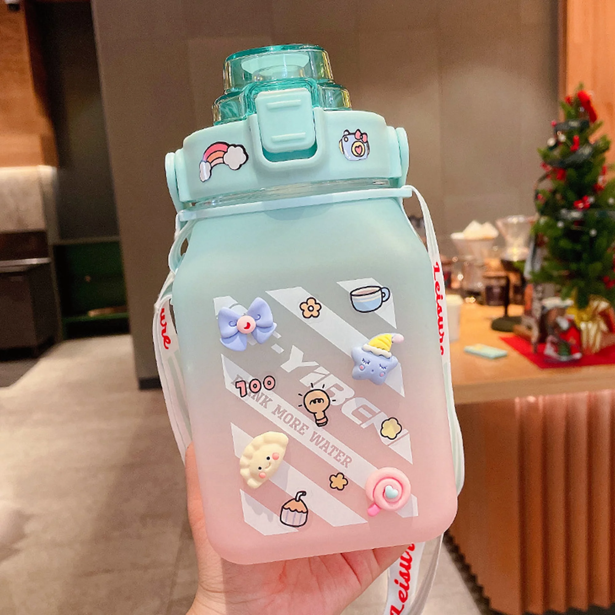 1500ml Cute Water Bottle Large Capacity Water Bottles Portable Sports Bottle with Straps Drink Bottle Kettle