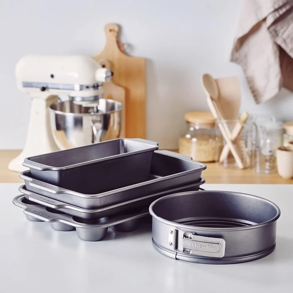 OUWI Aluminized Steel PFAS-Free Non-Stick 5-Piece Bakeware Set, Oven Safe, Dishwasher Safe, Grey