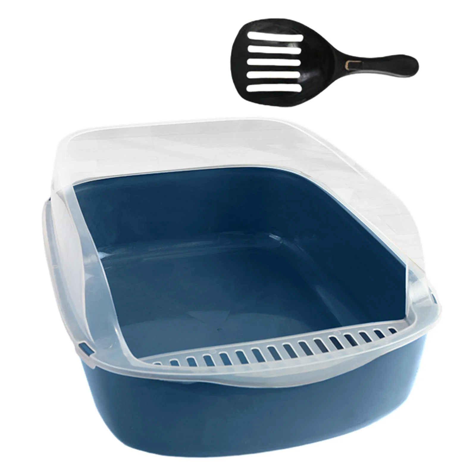 Cat Litter Box Open Top Pet Litter Tray Cat Toilet Durable Kitten Litter Pan Cat Sandbox Pet Supplies for Rabbit Small Pets Blue