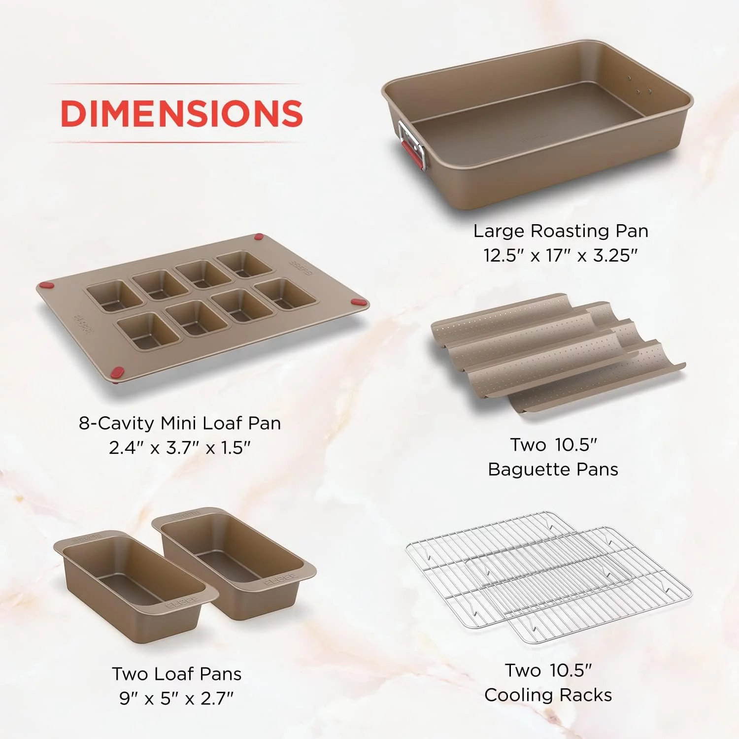 Elbee 8-Pc Bread Baking Pan Set Steel Bakeware Non Stick Pans & Cooling Racks