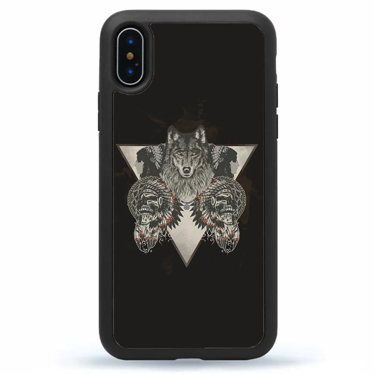 Native American Skull & Wolf Case Wolves Slim Shockproof Hard Rubber Custom Case Cover For iPhone 15 Pro Max 14 Plus 13