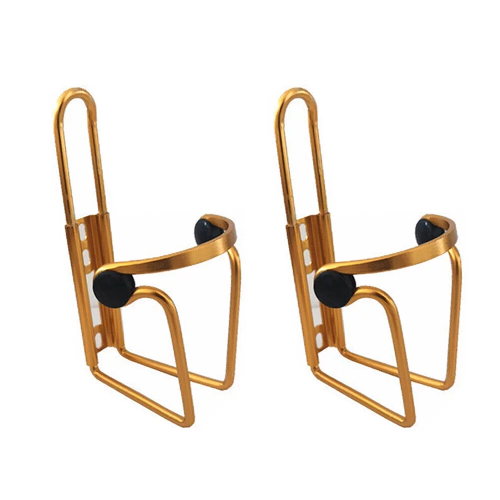 2 Pieces Adjustable MTB Bike Water Bottle Cage Holder Gold Color