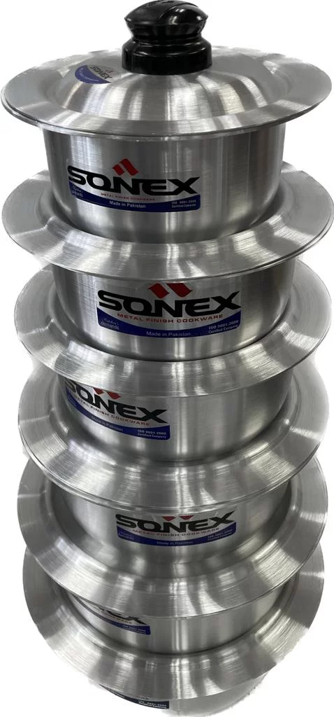Sonex Aluminum Cooking Pots Set, Sizes from 1 to 6, Good Quality Aluminum 6pcs Cooking pots full set