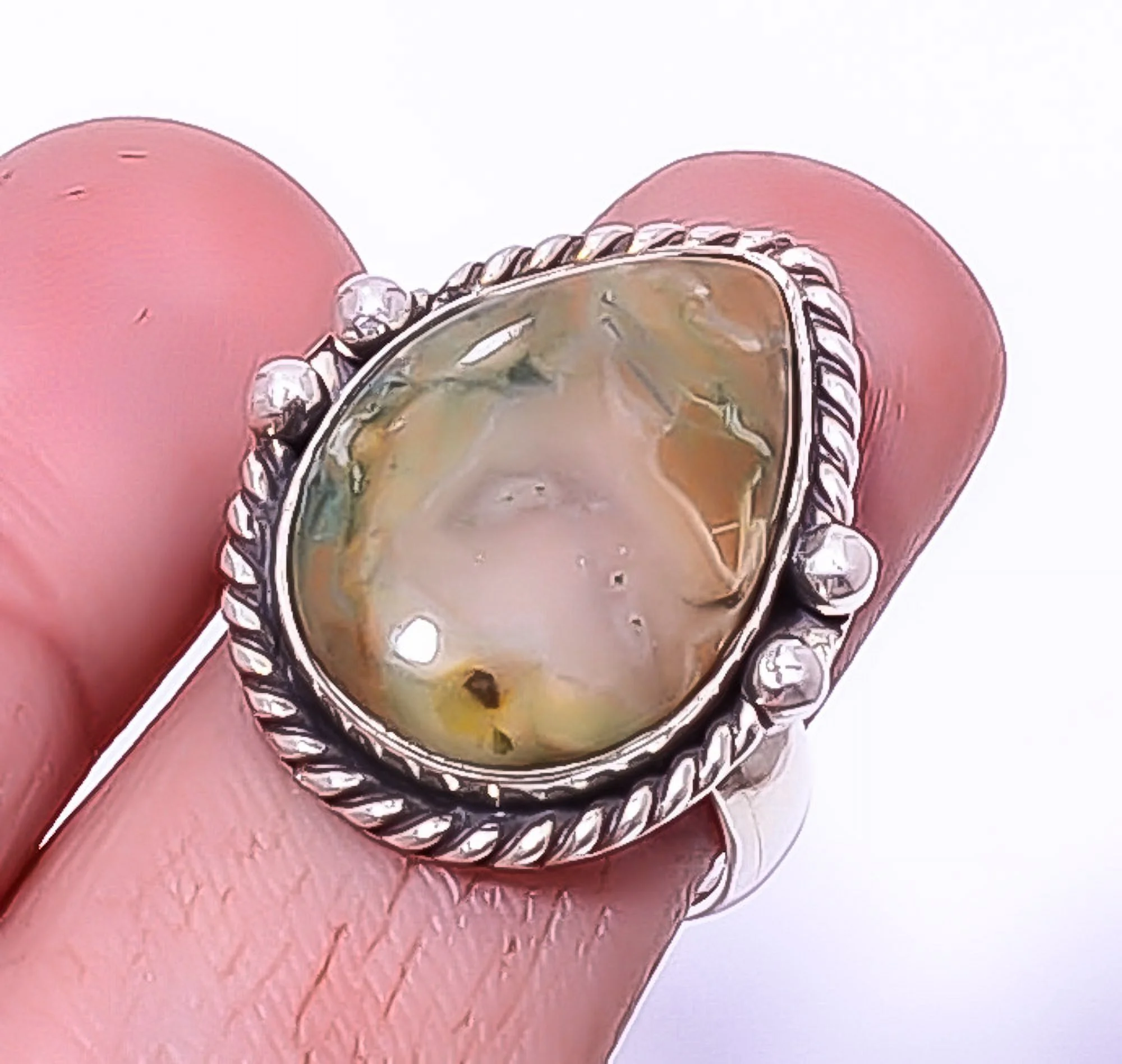 Rainforest Jasper 925 Silver Plated Handmade Boho Ring s.8 R1107-31, Valentine's Day Gift, Birthday Gift, Beautiful Jewelry For Woman & Girls