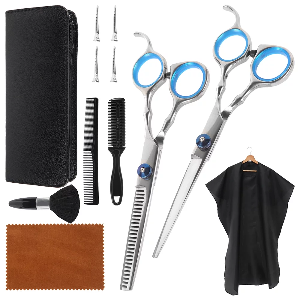 Fyrome Hair Cutting Scissors Set,12Pcs Home Salon Barber Kit Professional Hairdressing Scissors Kit