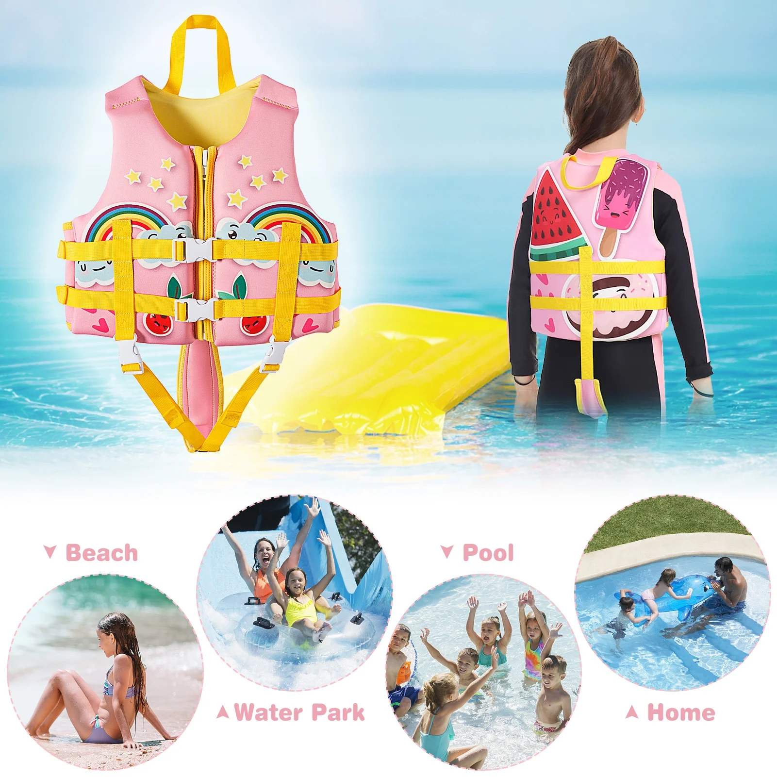 Andoer Life Jacket,Vest Flotation Swimwear Swimsuit L-xl Kids Under 66lbs Enhanced Vest Kids Under Kids Vest Kids
