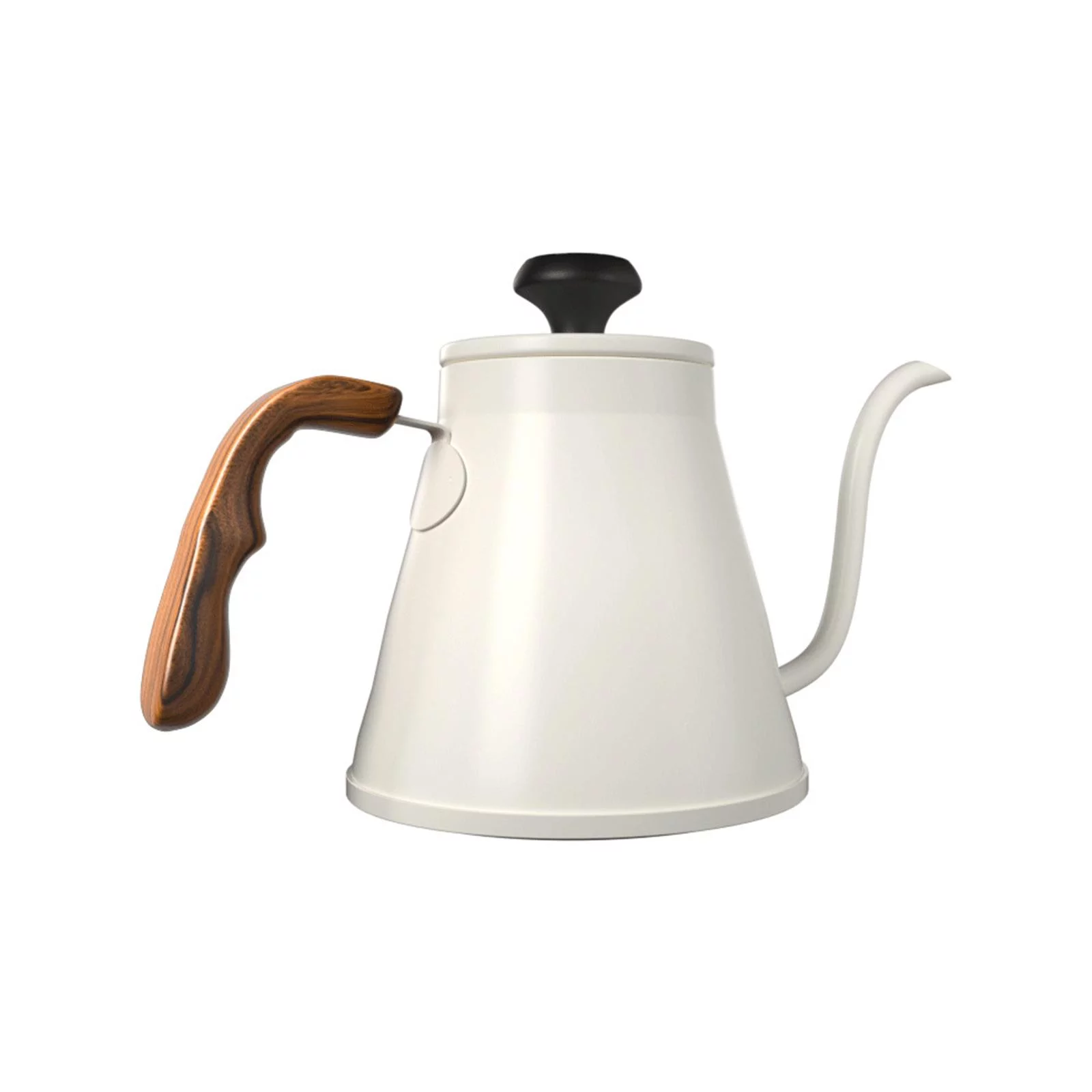 1000ml Pour over Drip Pot for All Stovetops Professional Flow Spout Wooden Handle Gooseneck Teakettle for Outdoor Indoor Camping Home Picnic White
