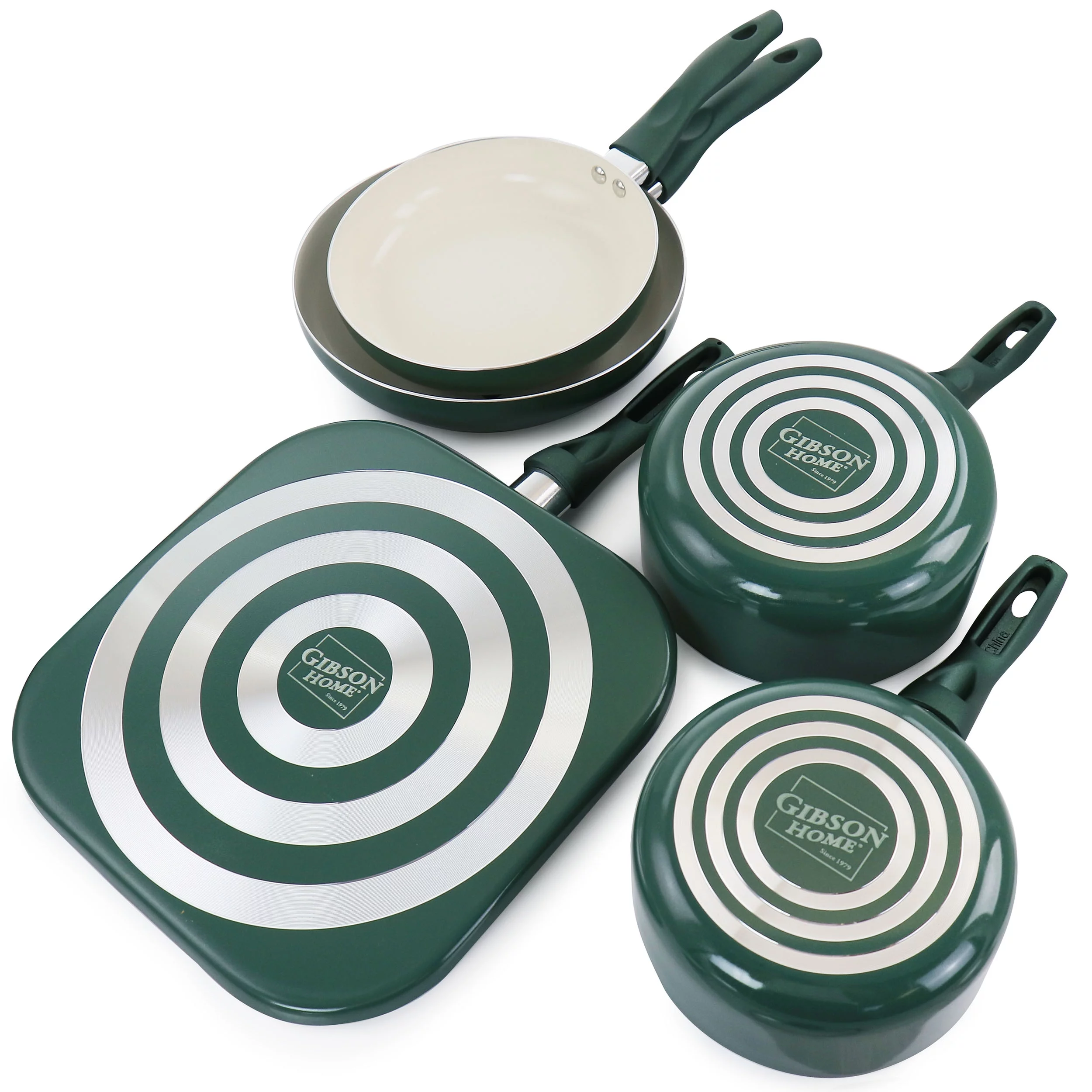 GBS Gazebo Ceramic Nonstick Aluminum 11 Piece Cookware Set in Green