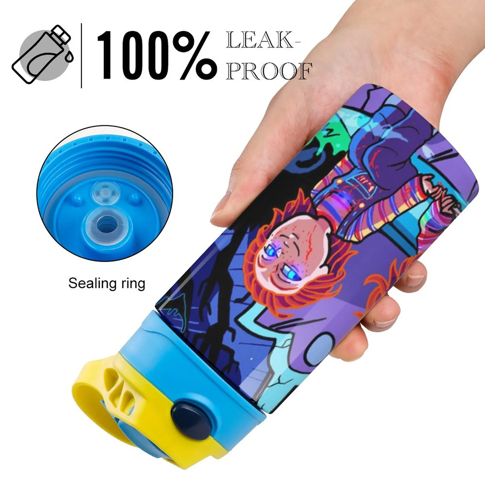 Child Cartoon Play Chucky Kid's Insulated Water Bottle With Straw Vacuum Stainless Steel Cup Leak-Proof Children Toddler Thermoses