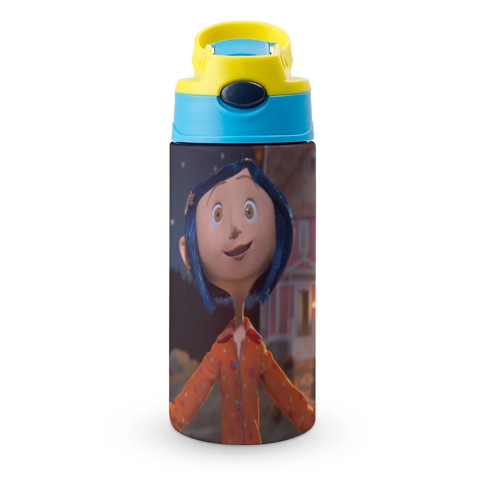 Film Coraline Doll Kid's Insulated Water Bottle With Straw Vacuum Stainless Steel Cup Leak-Proof Children Toddler Thermoses