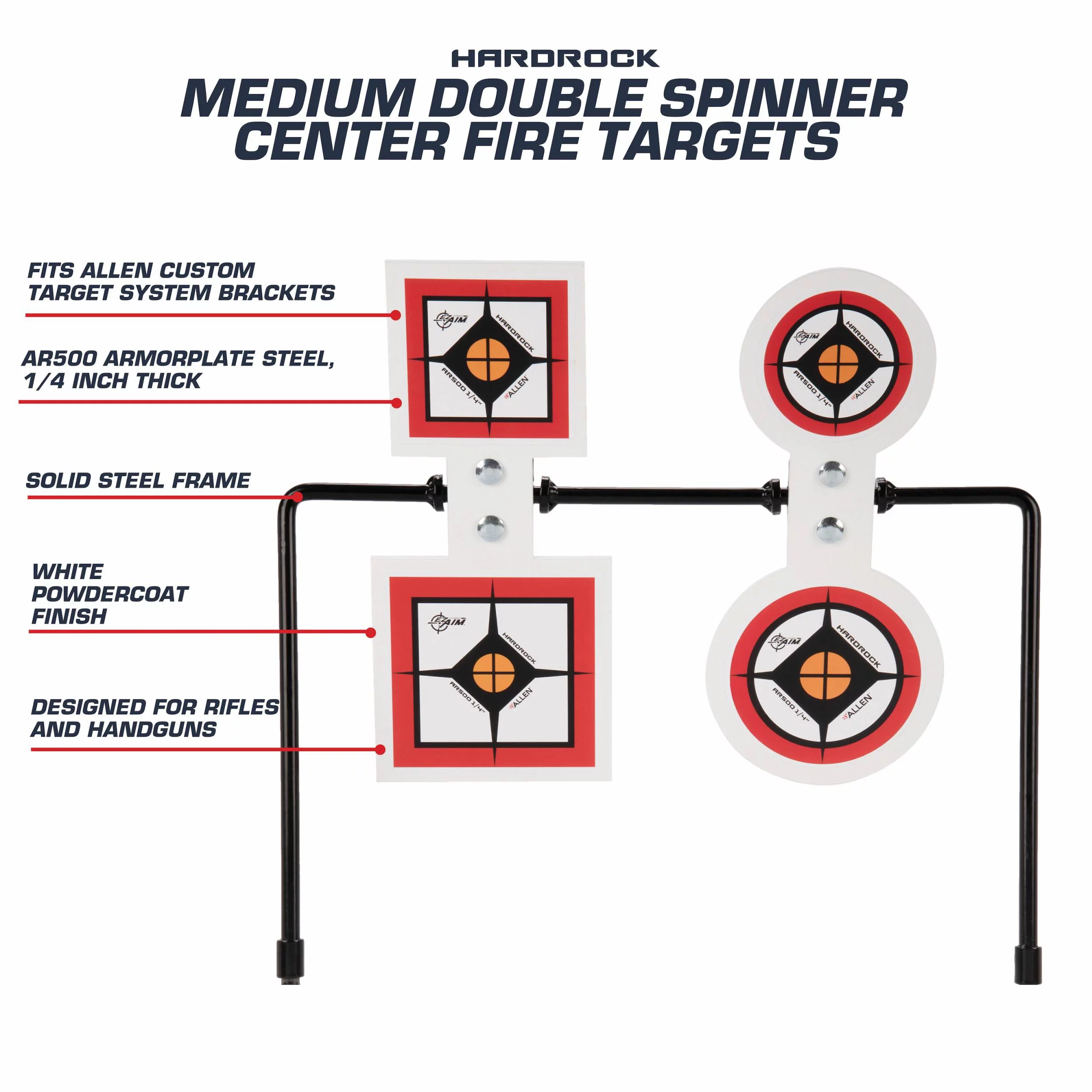 Ez Aim Hardrock Ar500 Steel Spinner Targets Stand, 16