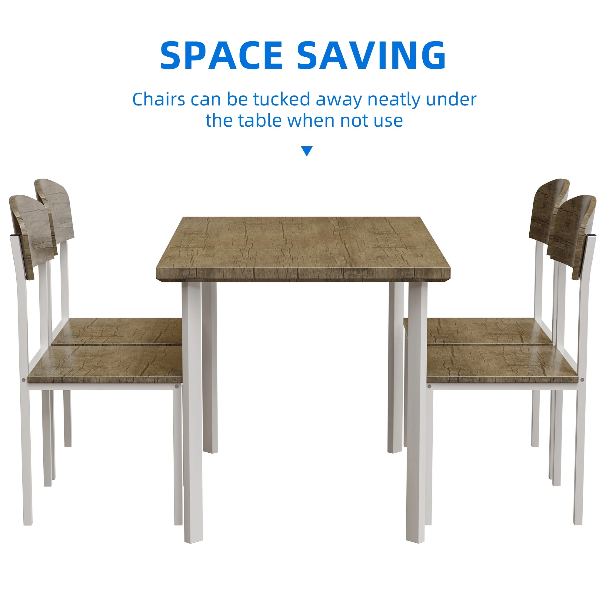 Dextrus 5 Piece Dining Set, Modern Wood Metal 42