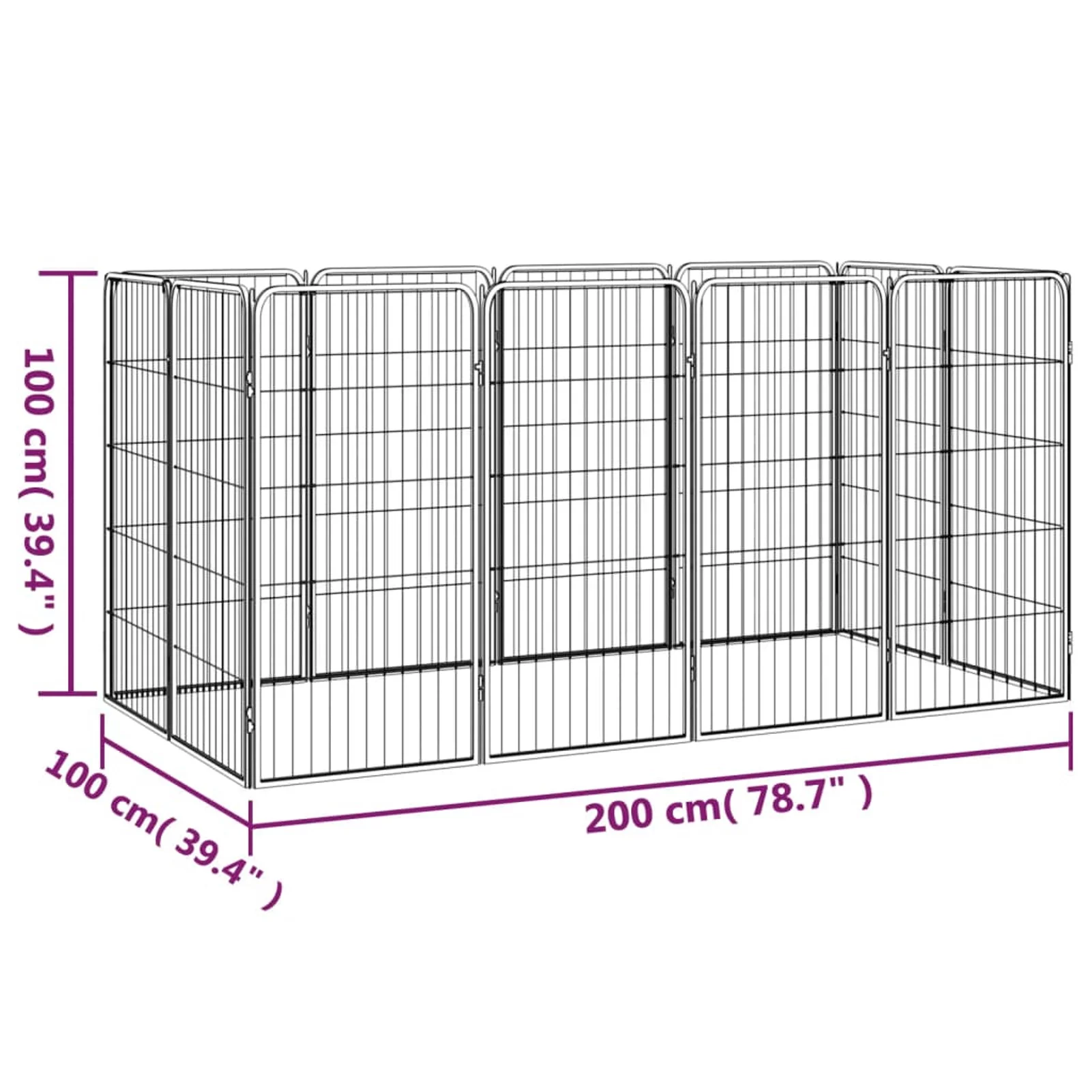 Htovila 12-Panel Dog Playpen Black 19.7