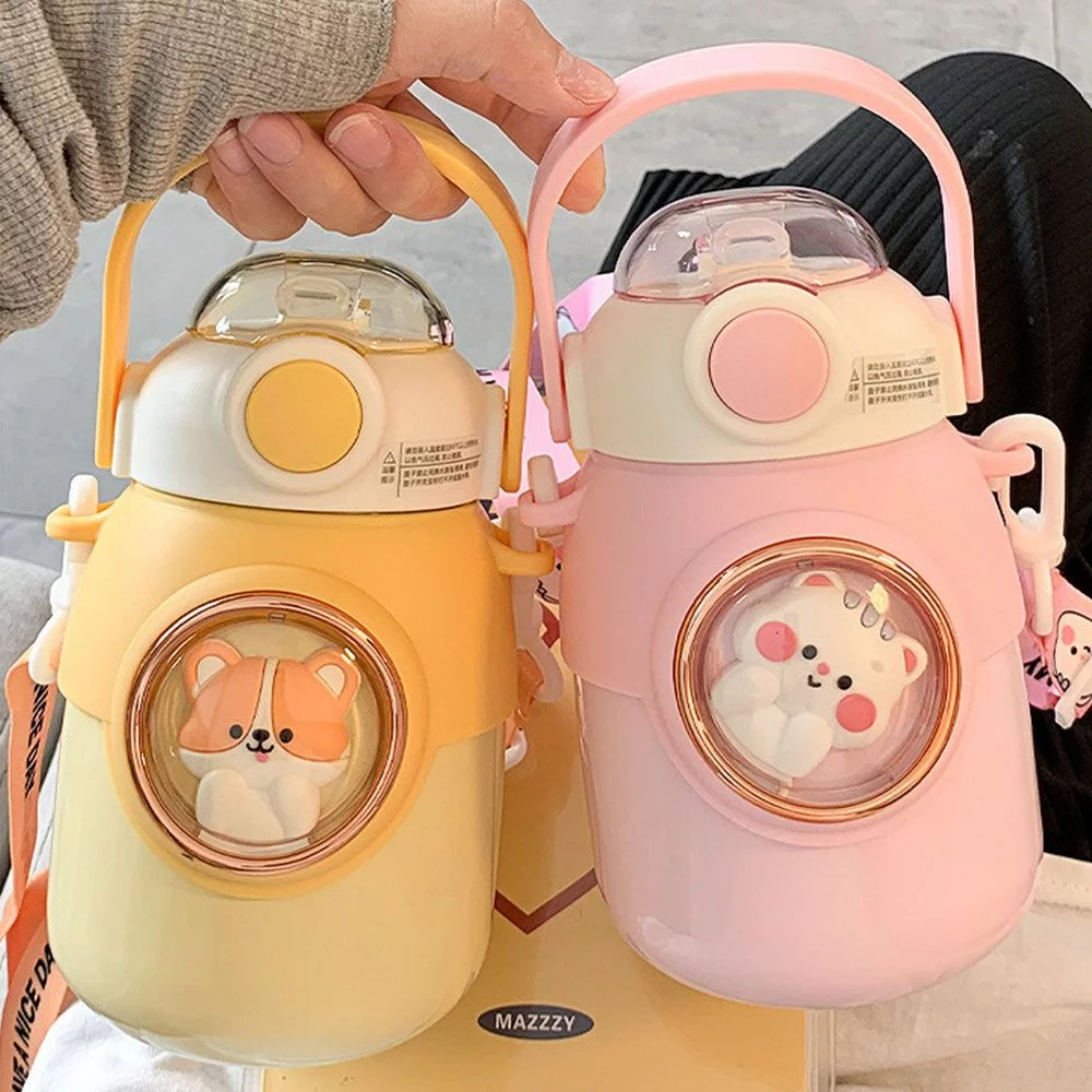 700ml Cute Large Capacity Straw Vacuum Flasks Thermal Mug Water Bottle Insulation Cup PURPLE