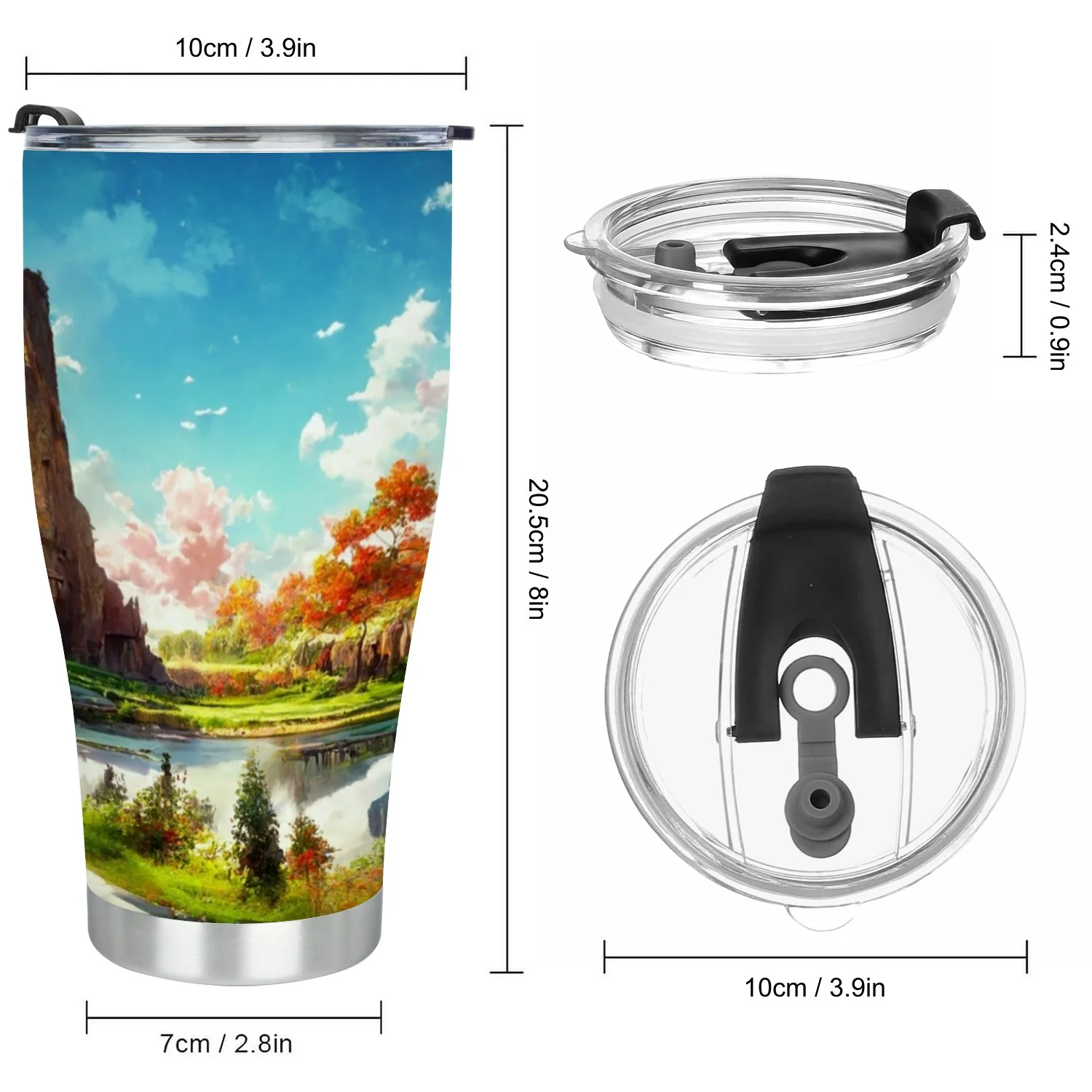 Hidove Stainless Steel Tumbler, Landscape Painting with Artistic Conception 30oz Leak Proof & Stainless Steel Bottle for Hot & Cold Drinks - Coffee Travel Mug, Water Metal Canteen, Thermal Cup