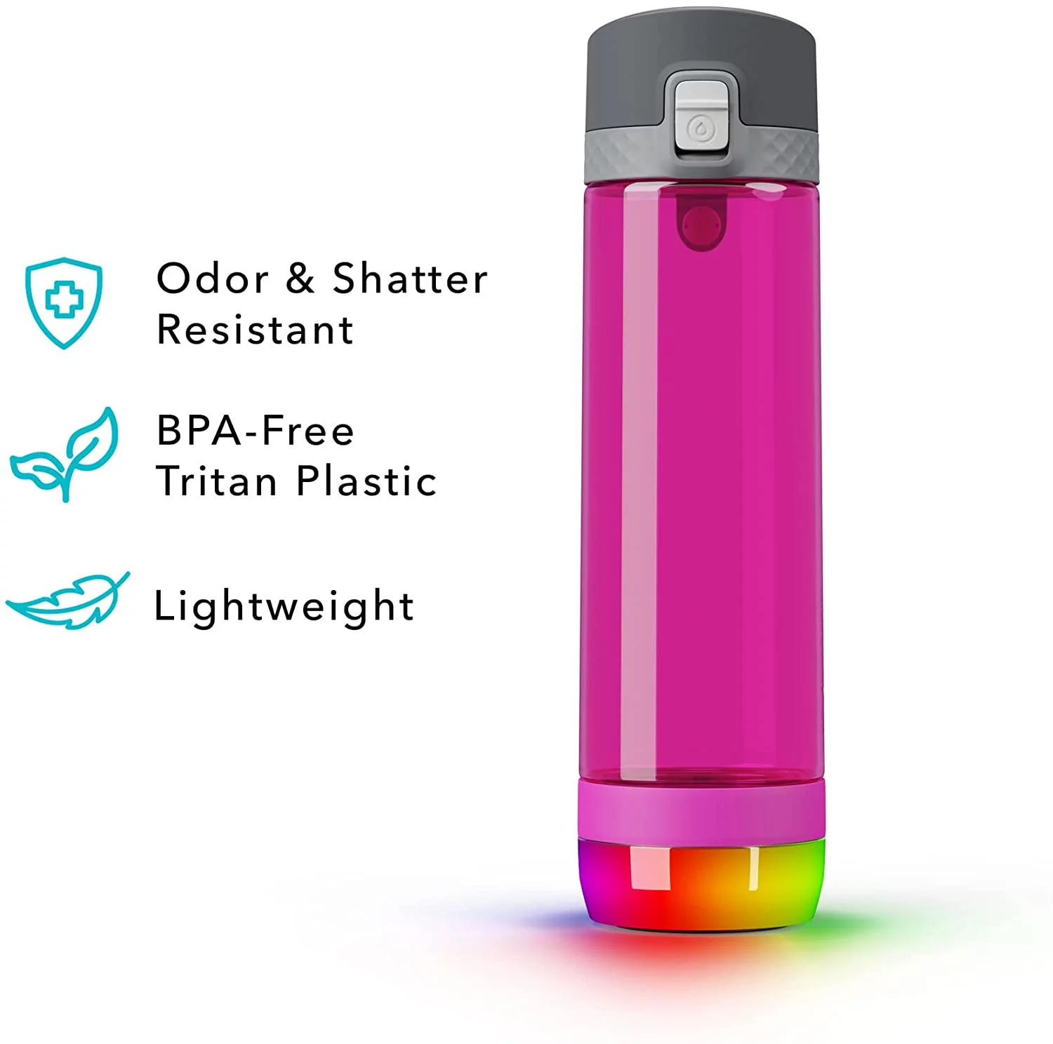 HidrateSpark PRO LITE Smart Water Bottle, Tracks Water Intake & Glows to Remind You to Stay Hydrated - Chug Lid - Fruit Punch