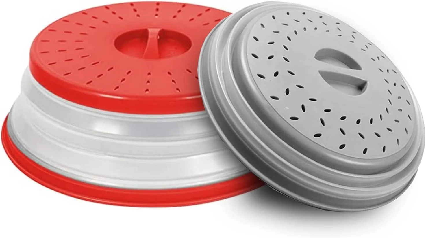 2 Pack Collapsible Microwave Cover for Food Splatter, Microwave Splatter Cover Free, Microwave Plate Cover Guard Lid, Microwave Food Cover Steam Vents Keeps Microwave Oven Clean