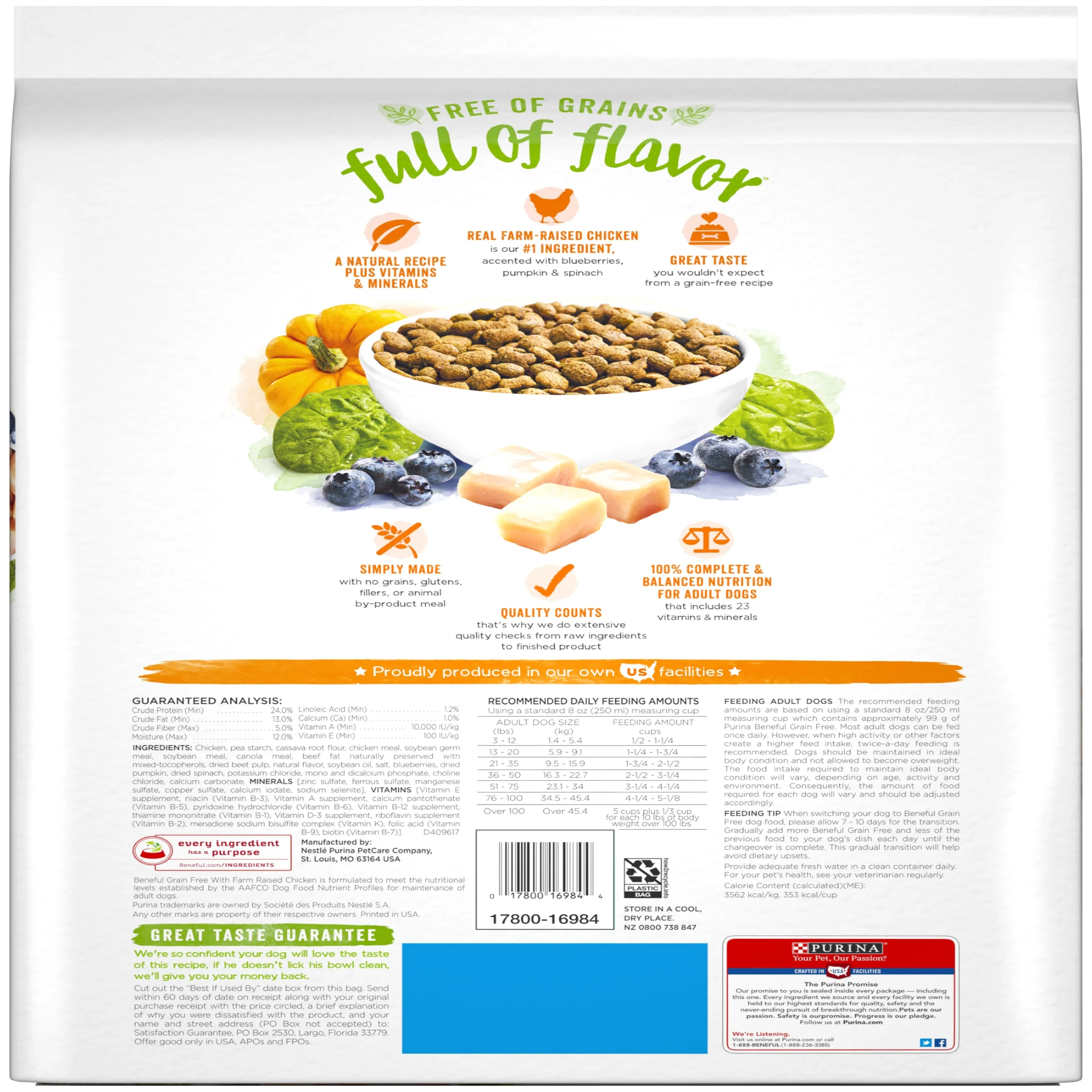 Purina Beneful Dry Dog Food Farm Raised Chicken, Grain-Free, 12.5 lb