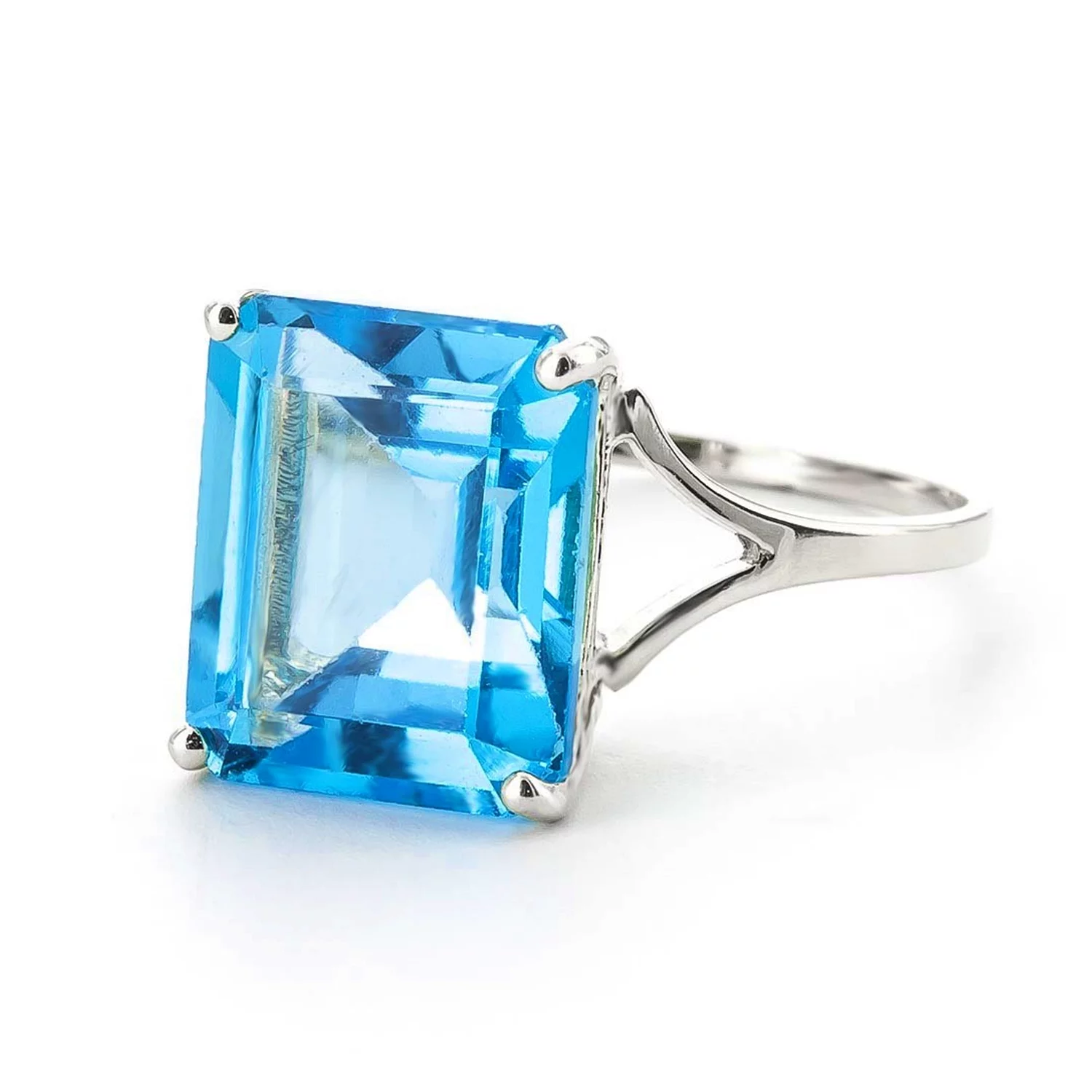 Galaxy Gold 14k White Gold Ring with Natural Octagon-shaped Blue Topaz - Size 11