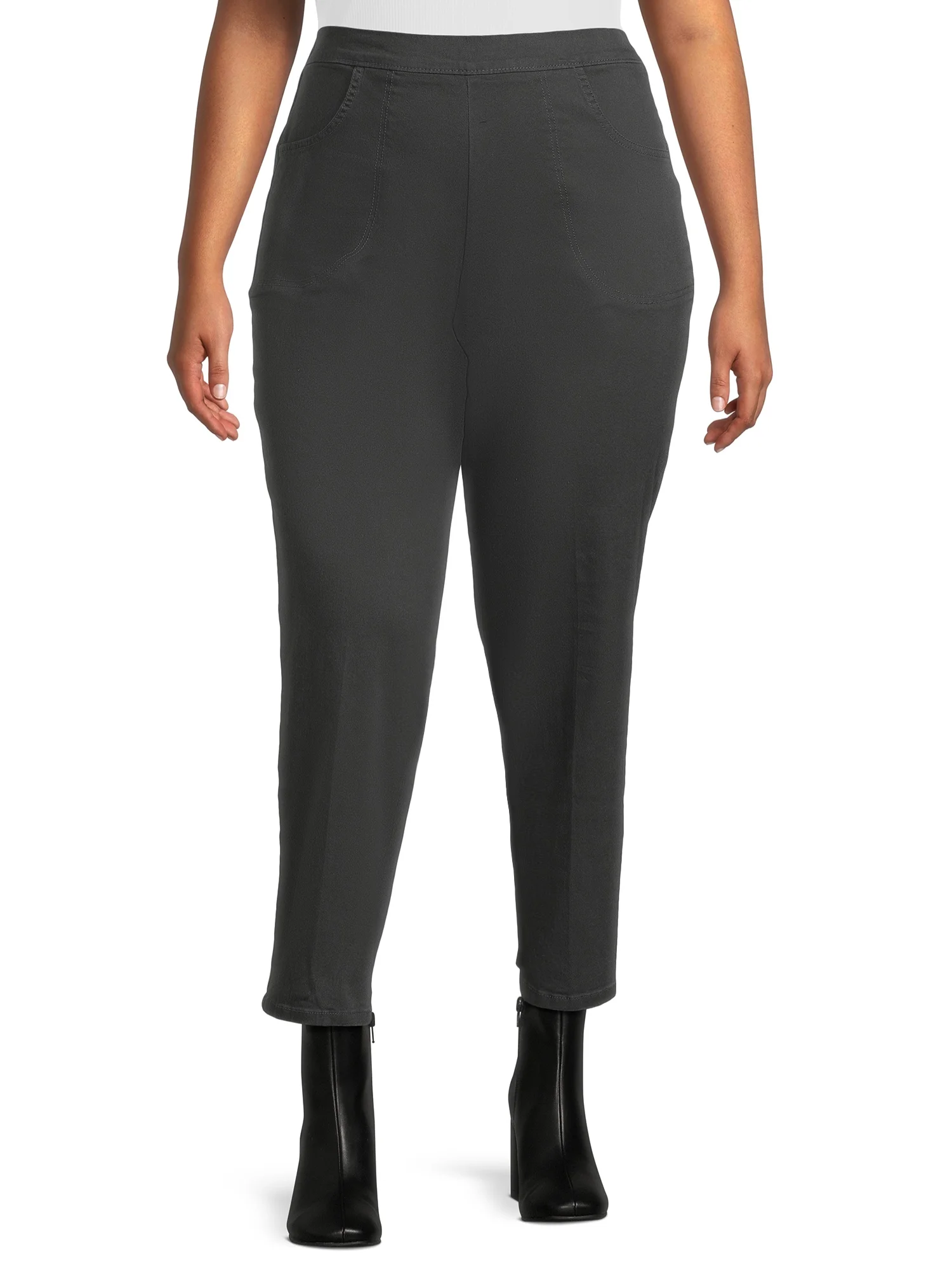 Just My Size Women's Plus Size Pull on 2-Pocket Stretch Woven Pants
