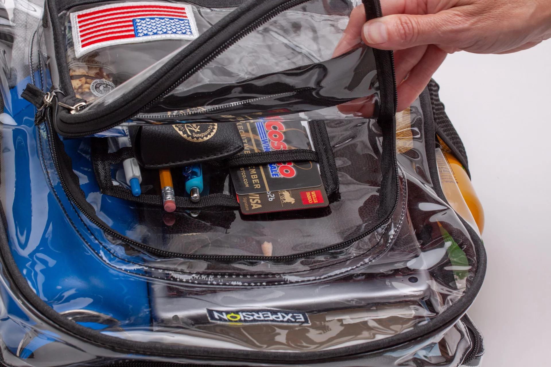 American Flag Clear Backpack (Black)