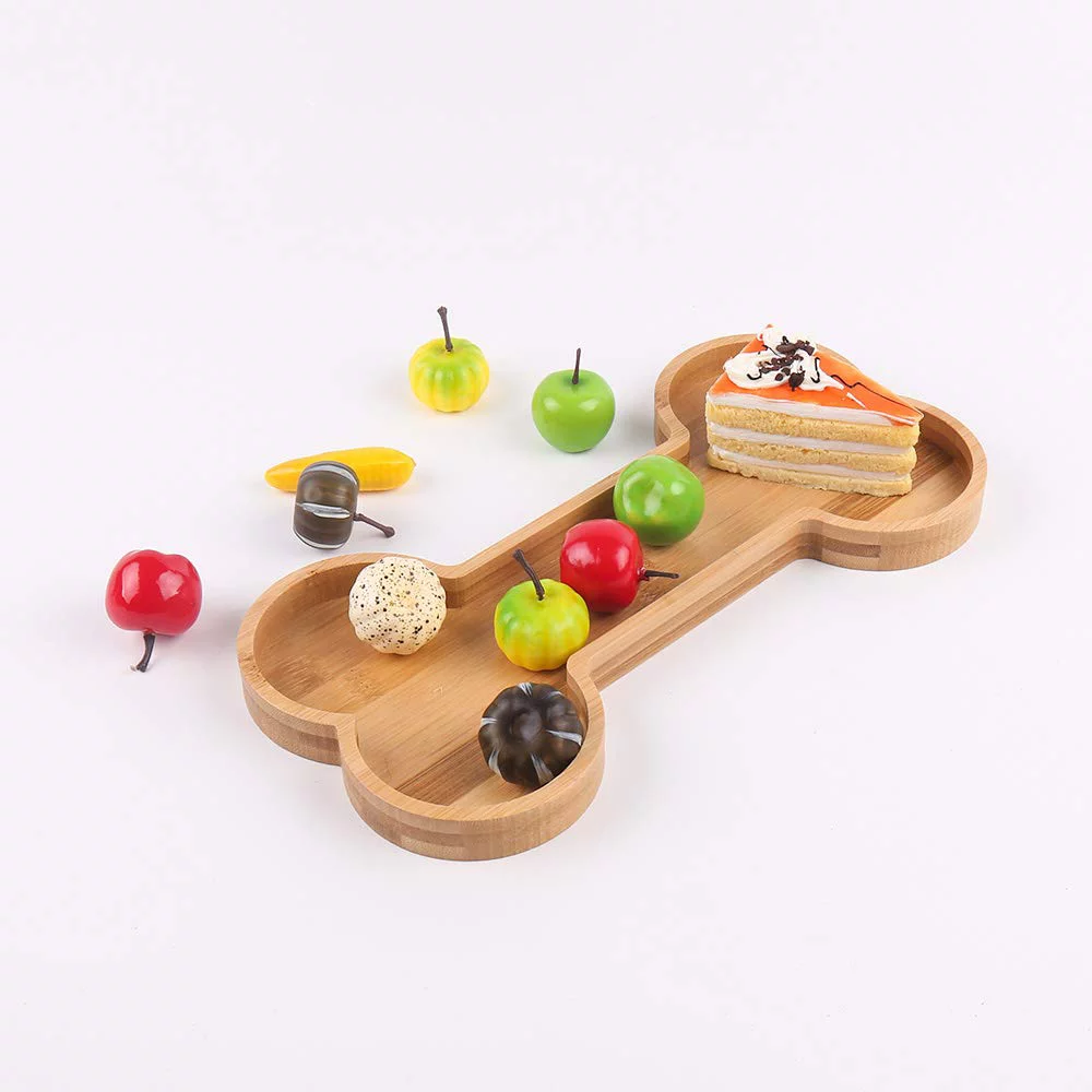 Dog Birthday Party Supplies Bone Shaped Serving Tray Platters Wooden Cutting Board Candy Dish Bowl 12''