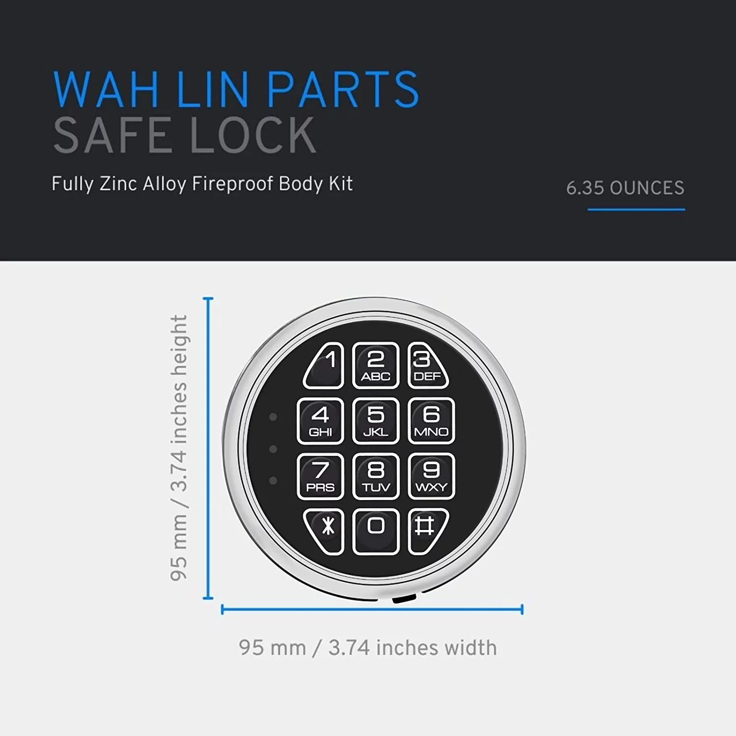WAH LIN PARTS Gun Safe lock Replacement with Solenoid Lock & 2 Override Keys Chrome Keypad DIY Safe Electronic Lock, Reset Cable, Circuit Board Lock