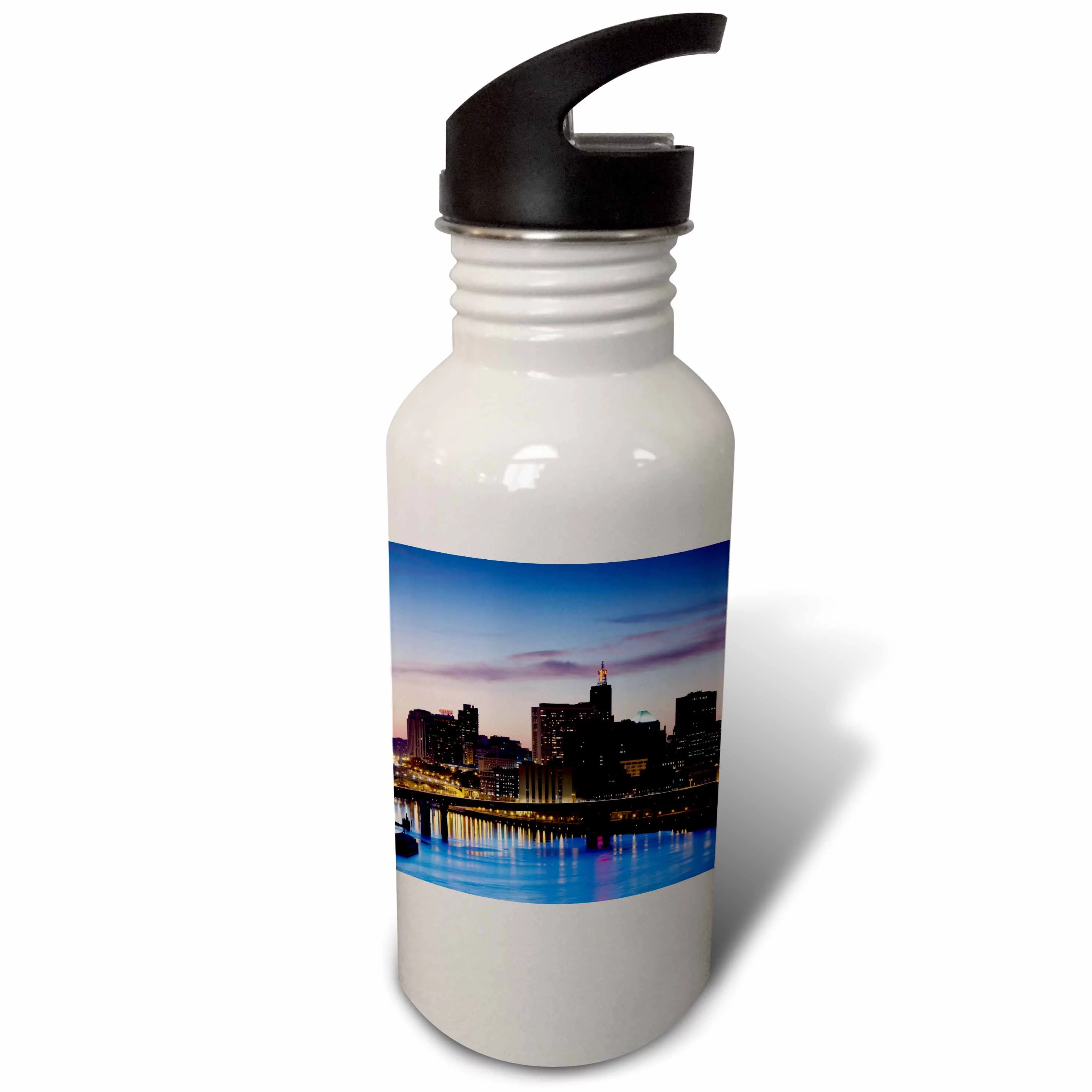 USA, Minnesota, Minneapolis, St. Paul, elevated skyline, Indian Mounds 21 oz Sports Water Bottle wb-192192-1