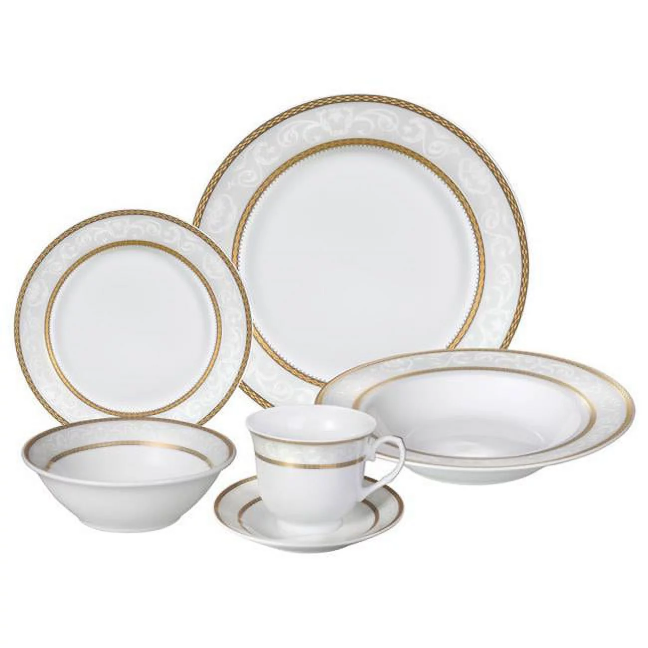 Porcelain  Dinnerware Set, 24 Piece Service for 4 by Lorren Home Trends: Amelia Design