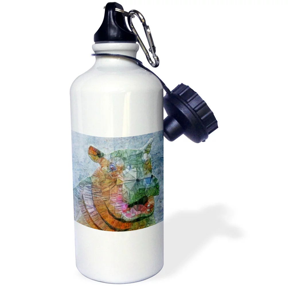 3dRose Abstract Hippo - Cool Hippo - Water Bottle, 21-ounce